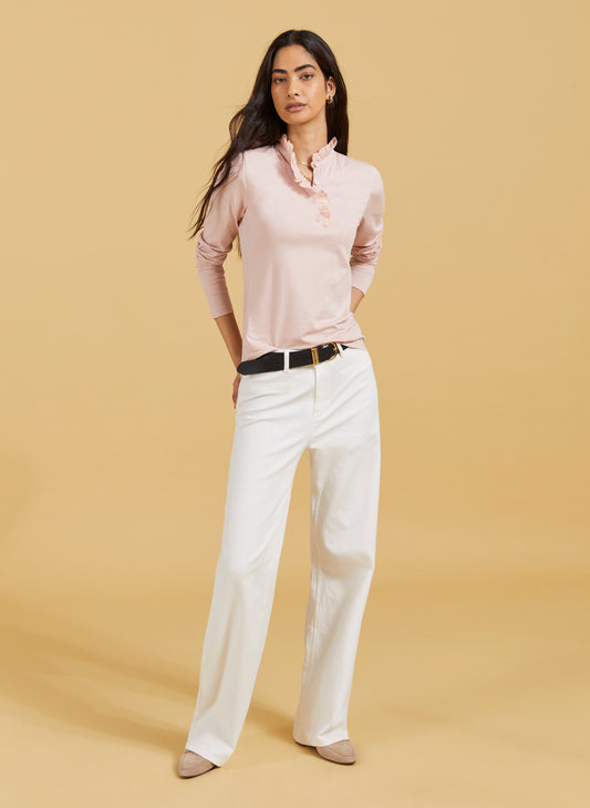 Organic Stretch Cotton Pocket Wide Leg Jeans