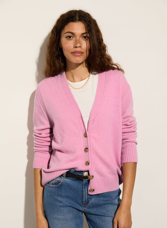 Celine V-neck Wool Blend Cardigan