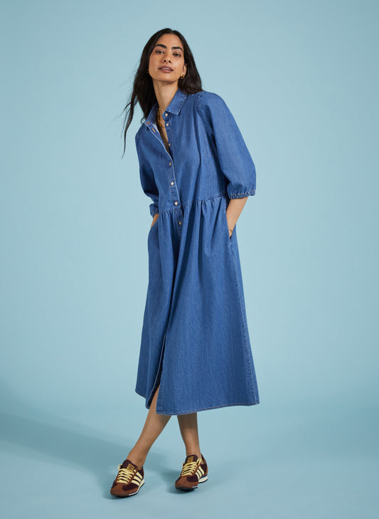 Barbara Organic Denim Midi Dress
