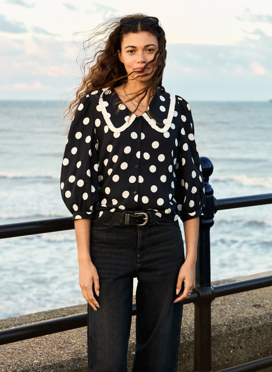 Sosha Printed Collar Detail Blouse