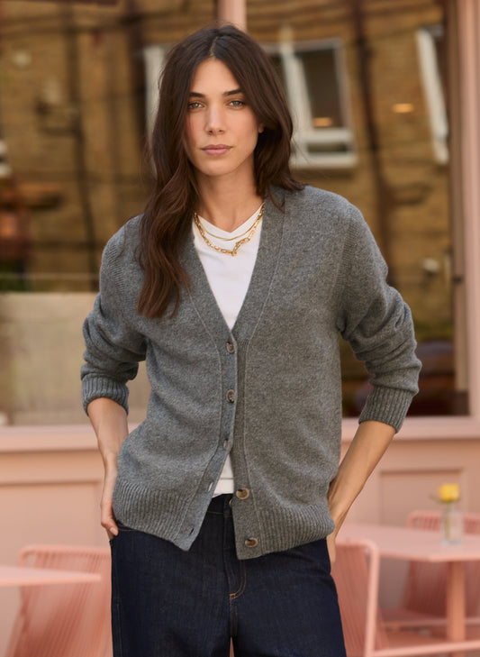 Celine V-neck Wool Blend Cardigan