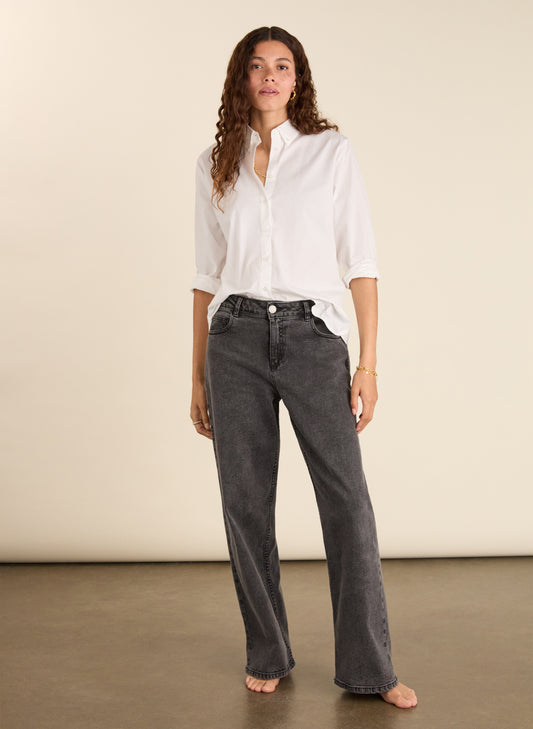 Organic Stretch Cotton Wide Leg Slouch Jeans