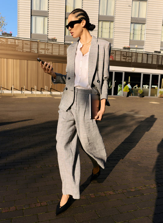 Lester Linen Blend Wide Leg Trousers