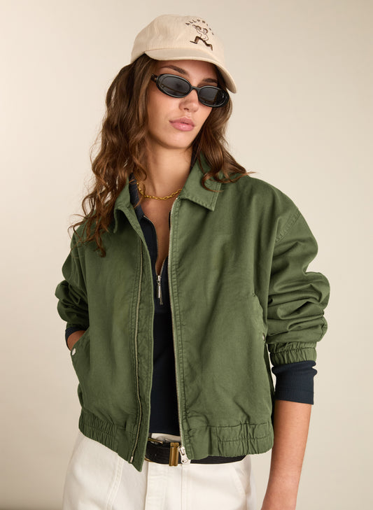 Elowen Organic Cotton Cropped Bomber Jacket