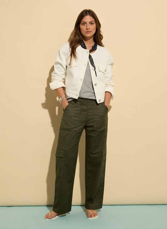 Zenya Organic Cotton Wide Leg Cargo Trousers