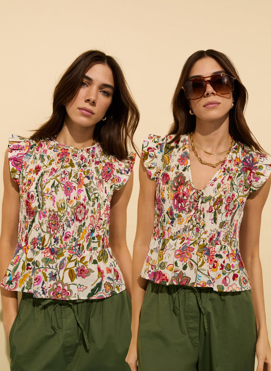 Mariah Organic Cotton Smocked Blouse