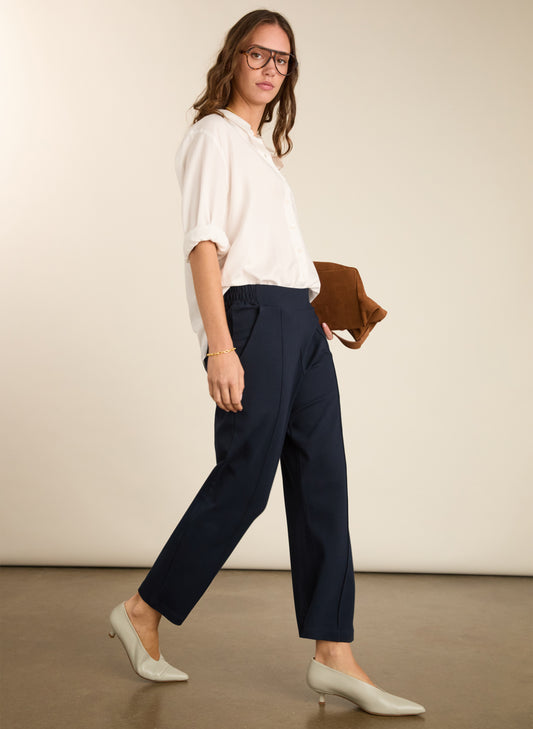 Ebru Ponte Straight Leg Crop Trousers