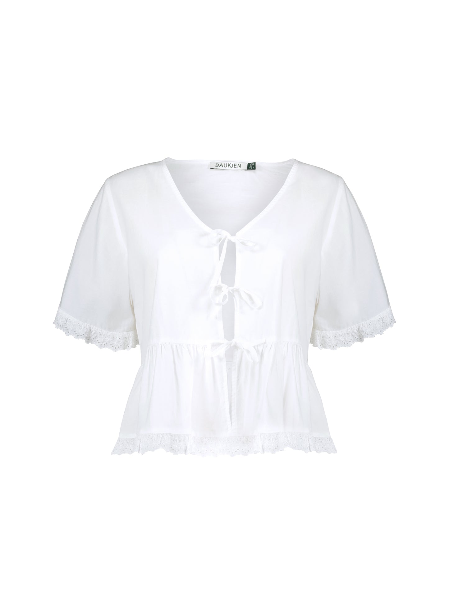 Emma Organic Cotton Broderie Detail Pyjama Top