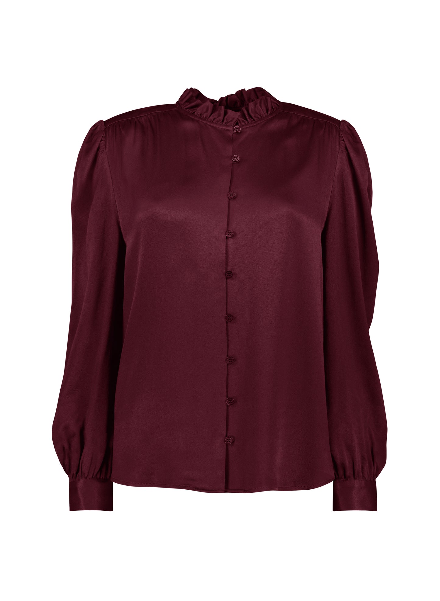 Evelyn Satin Frill Neck Blouse