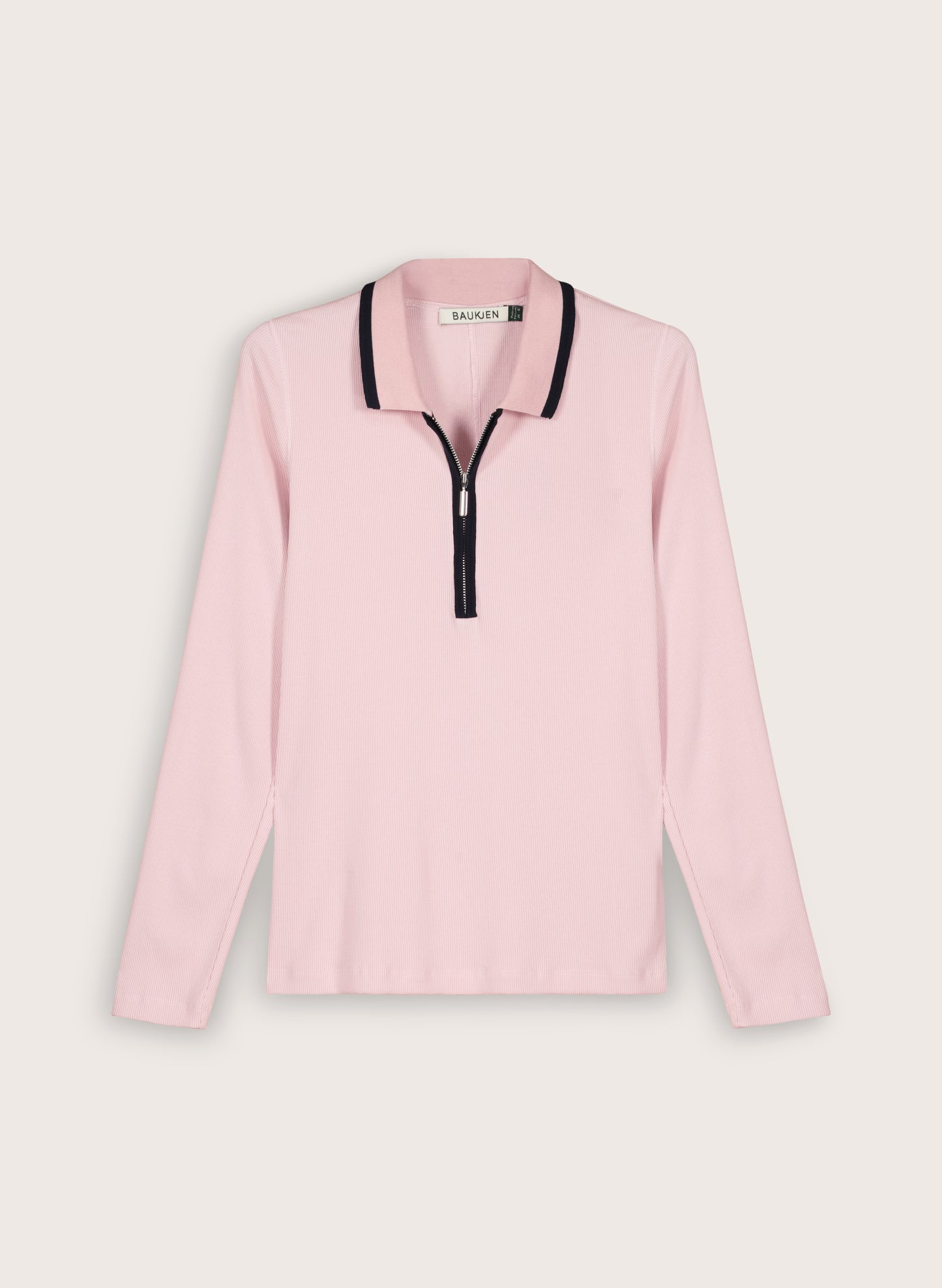 Joely Organic Cotton Rib Zip Collar Top