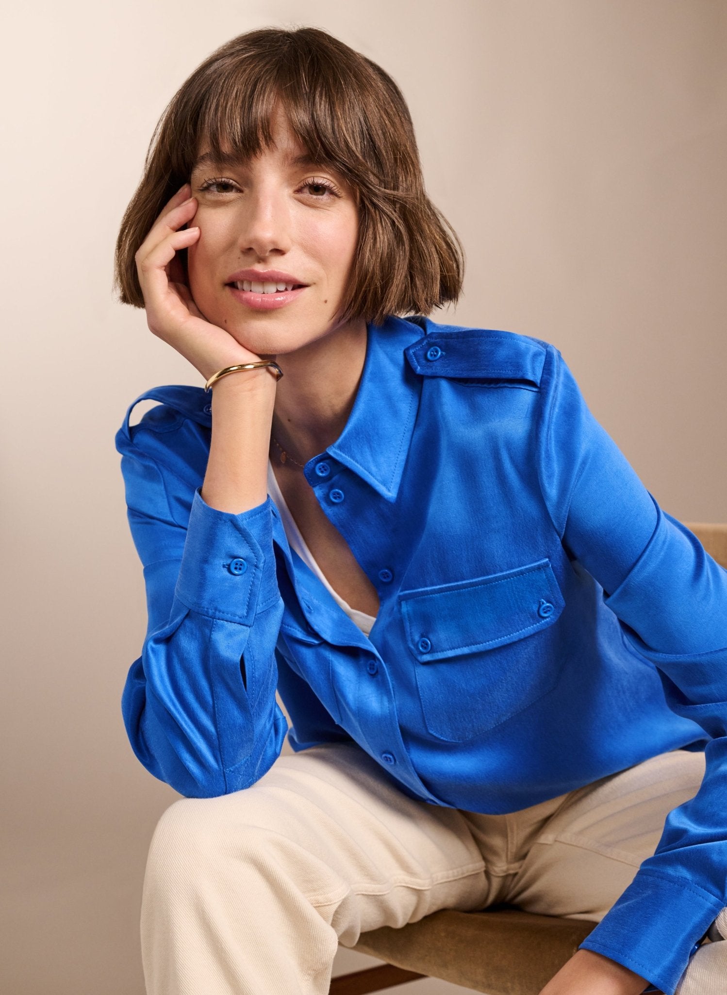 Carolyn Cupro Shirt - Azure Blue | Baukjen
