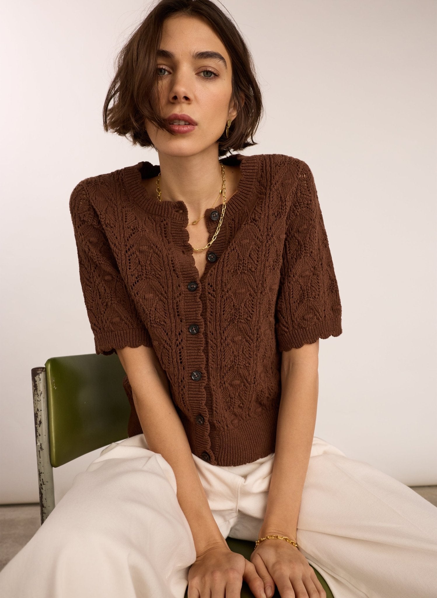Celestia Ecotec Crochet Cardigan - Chocolate | Baukjen