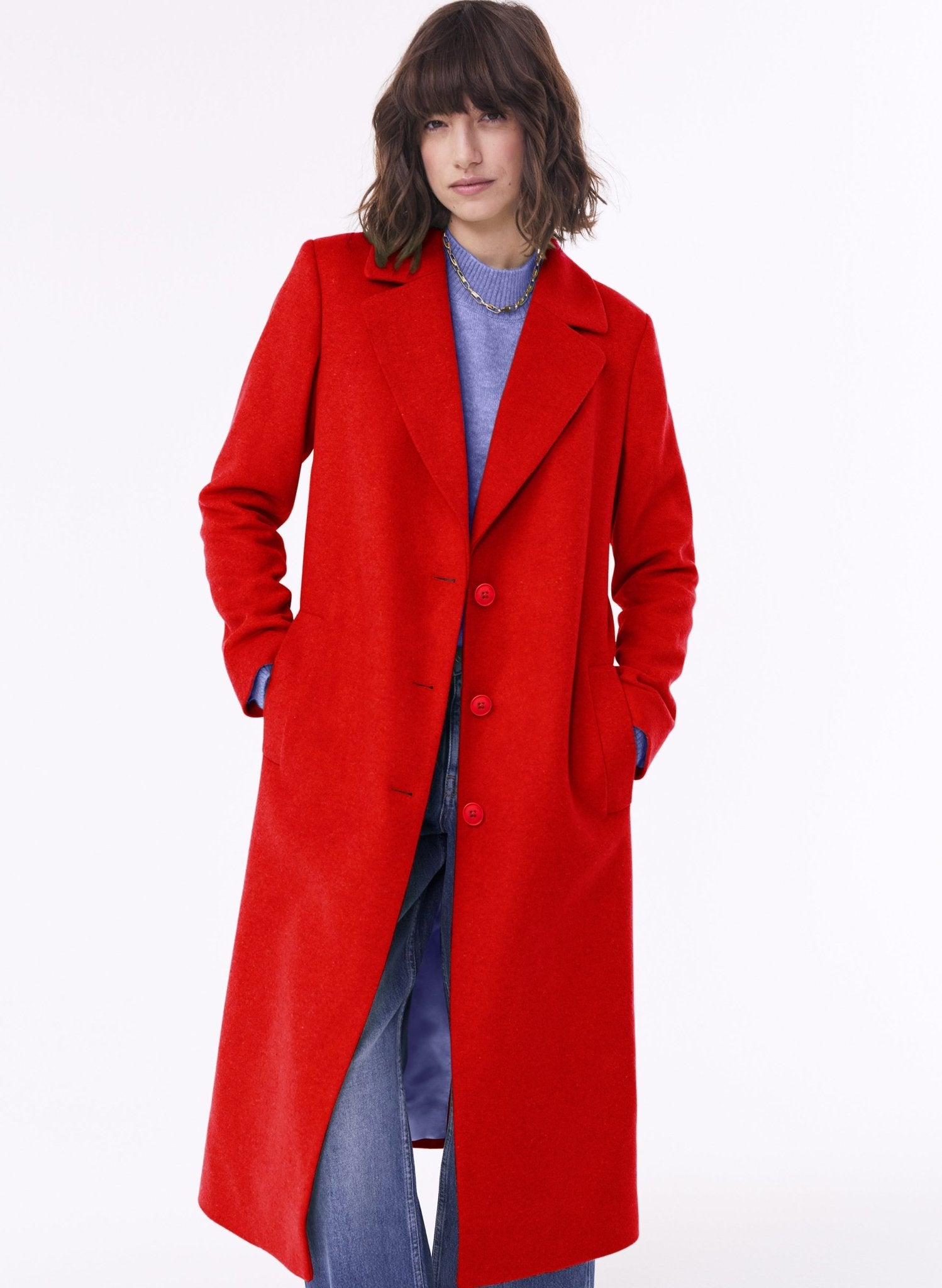 Emanuela Red Recycled Coat - Stylish Eco-Friendly Jacket – Baukjen