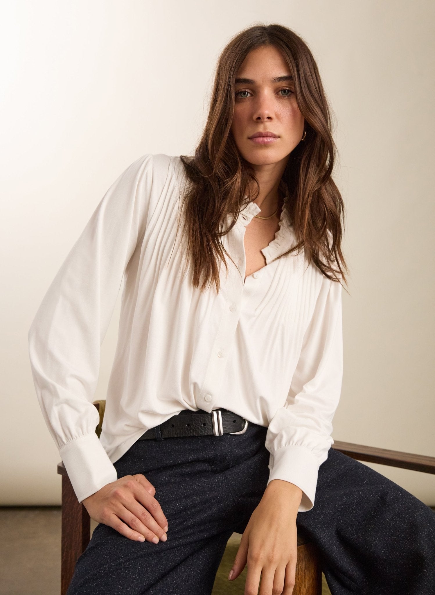 Imken Long Sleeve Blouse - Pure White | Baukjen