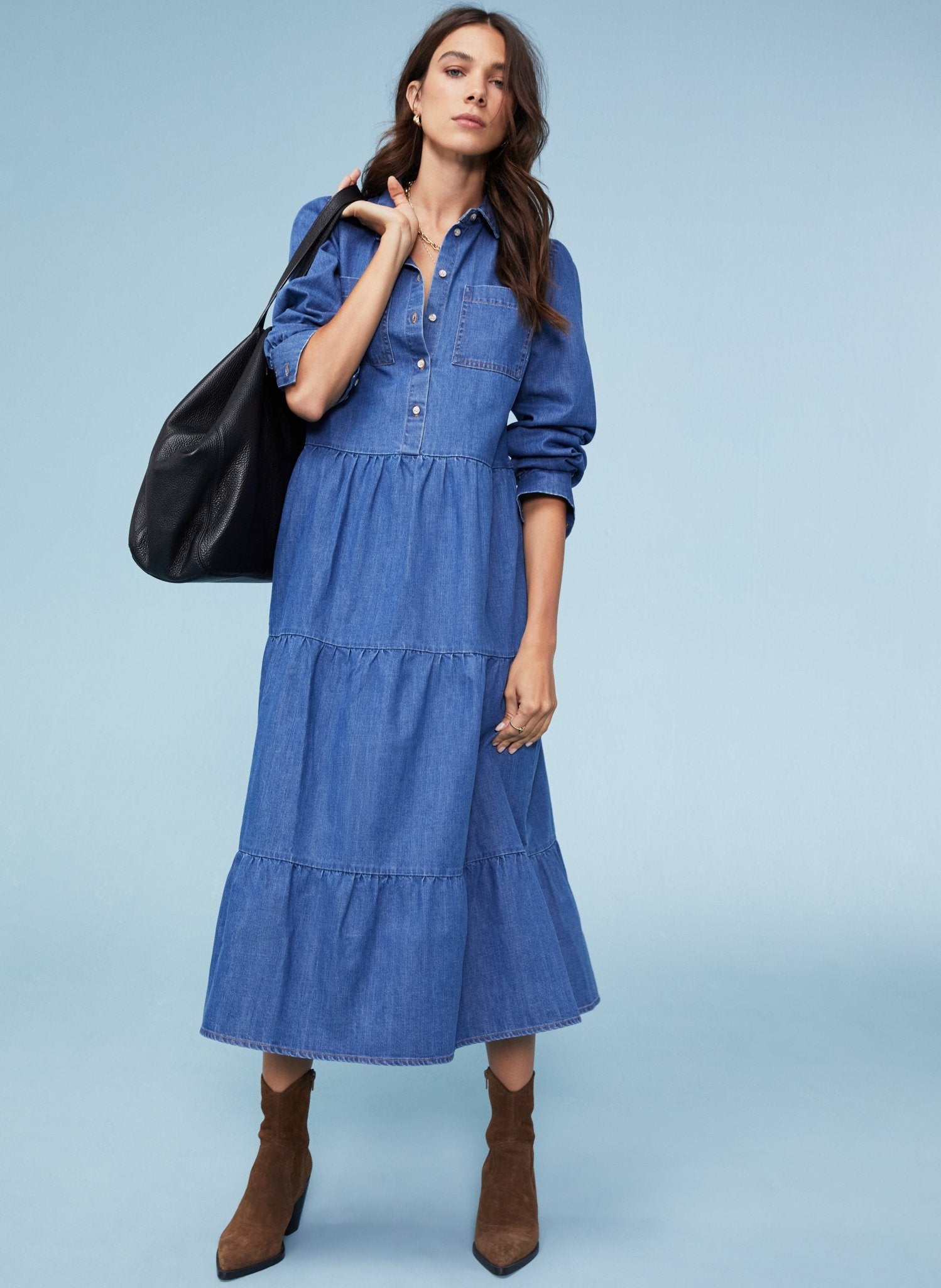 Mel Organic Cotton Dress - Washed Indigo | Baukjen Mel Organic Cotton Dress - Washed Indigo | Baukjen