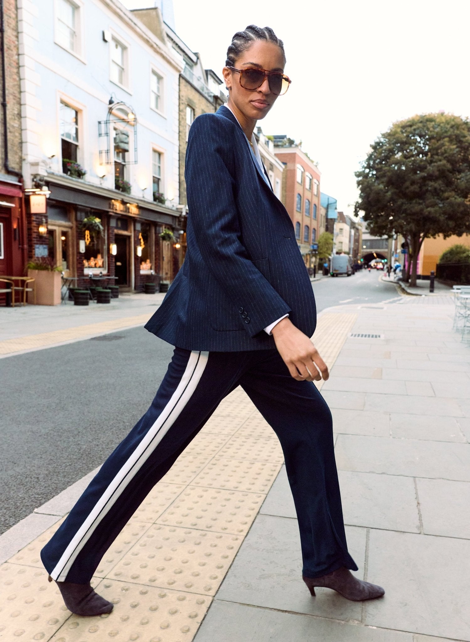 Tippi 2.0 Side Stripe Trousers - Classic Navy & Soft White