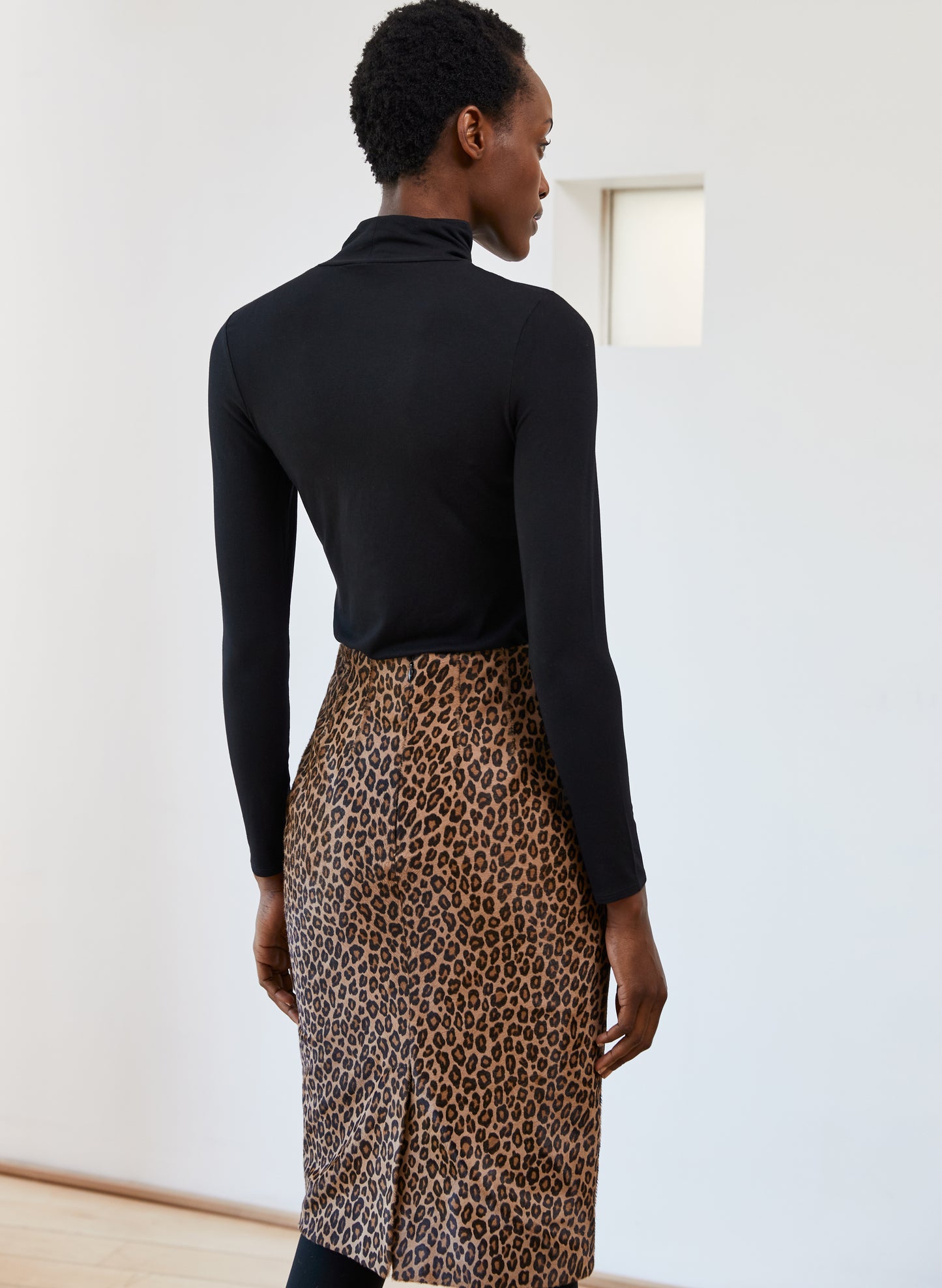Cristina Leopard Leather Skirt