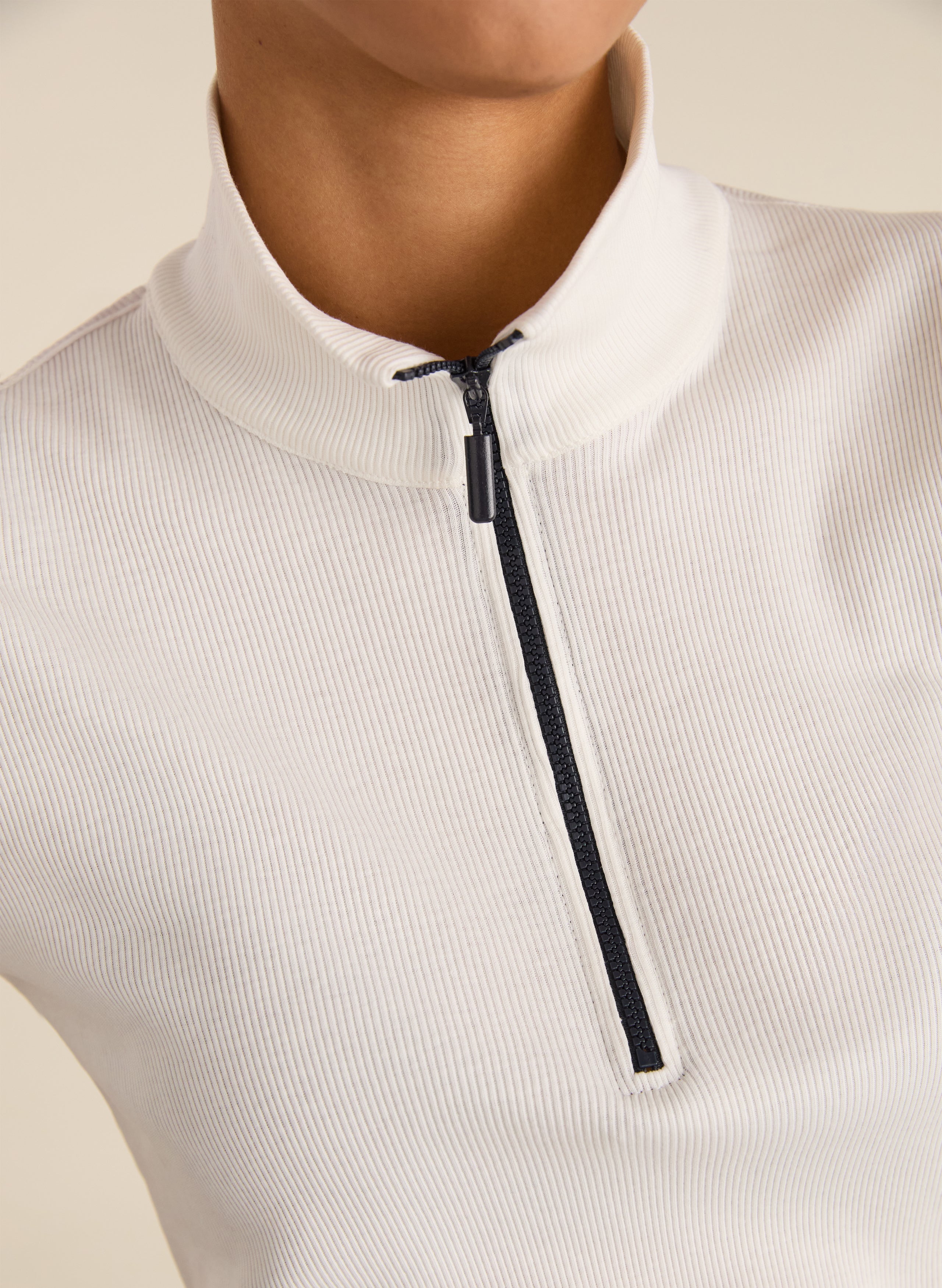 Clayton Organic Cotton Zip Turtleneck Top