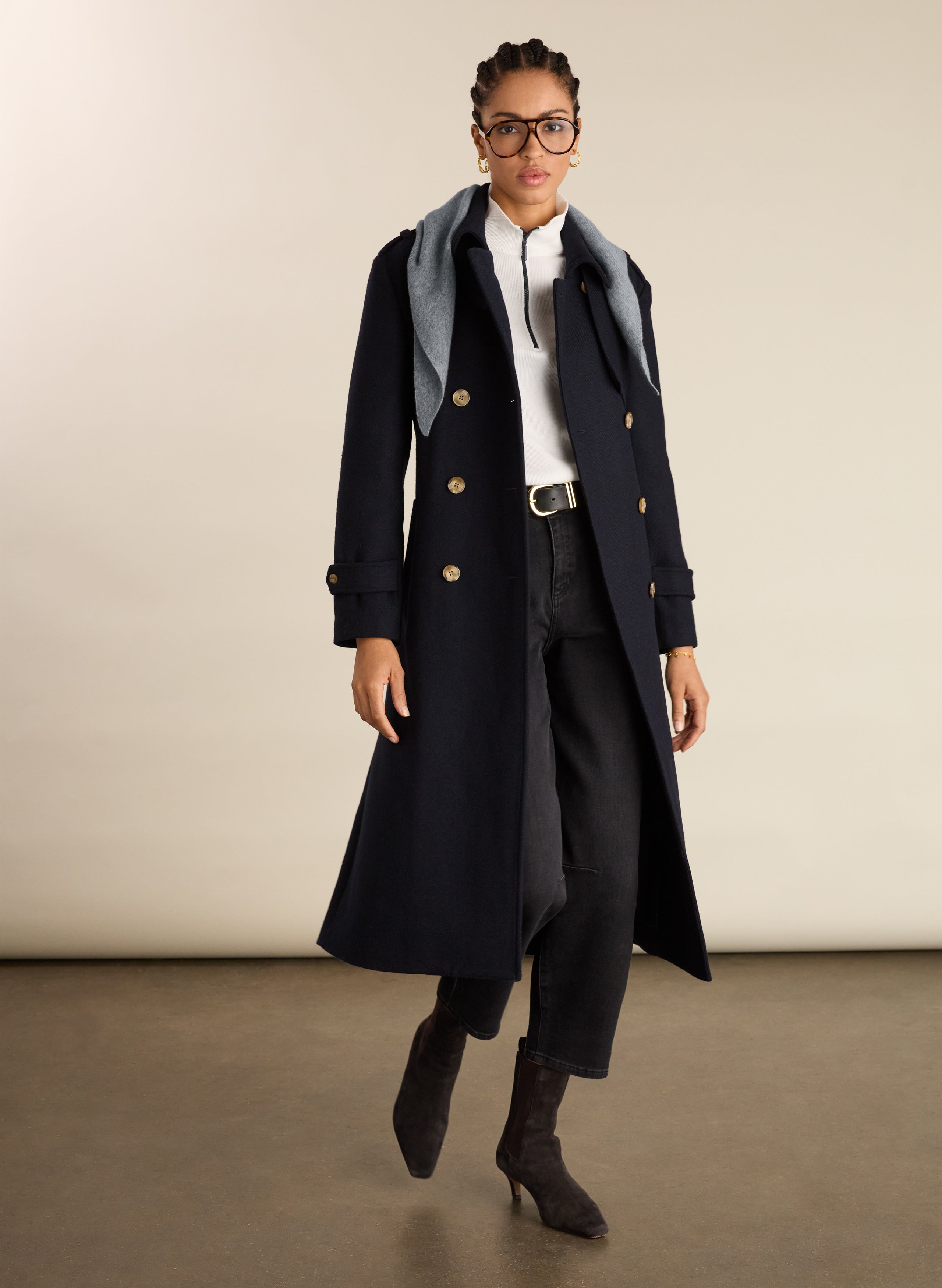 Clayton Organic Cotton Zip Turtleneck Top