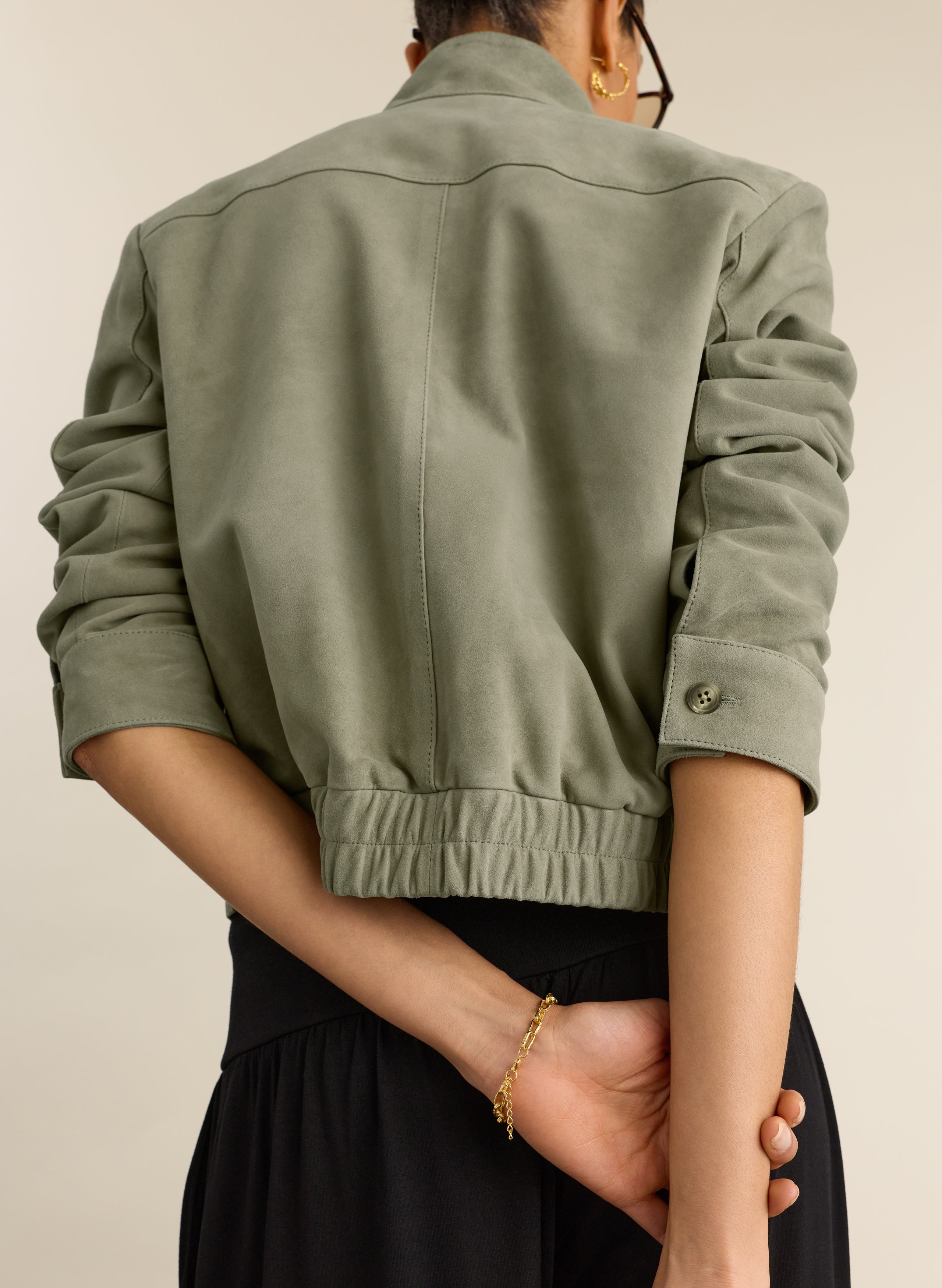 Ida Suede Funnel Neck Bomber Jacket
