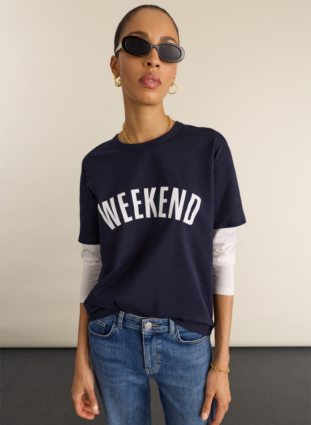 Shay Layered-Look Slogan T-shirt
