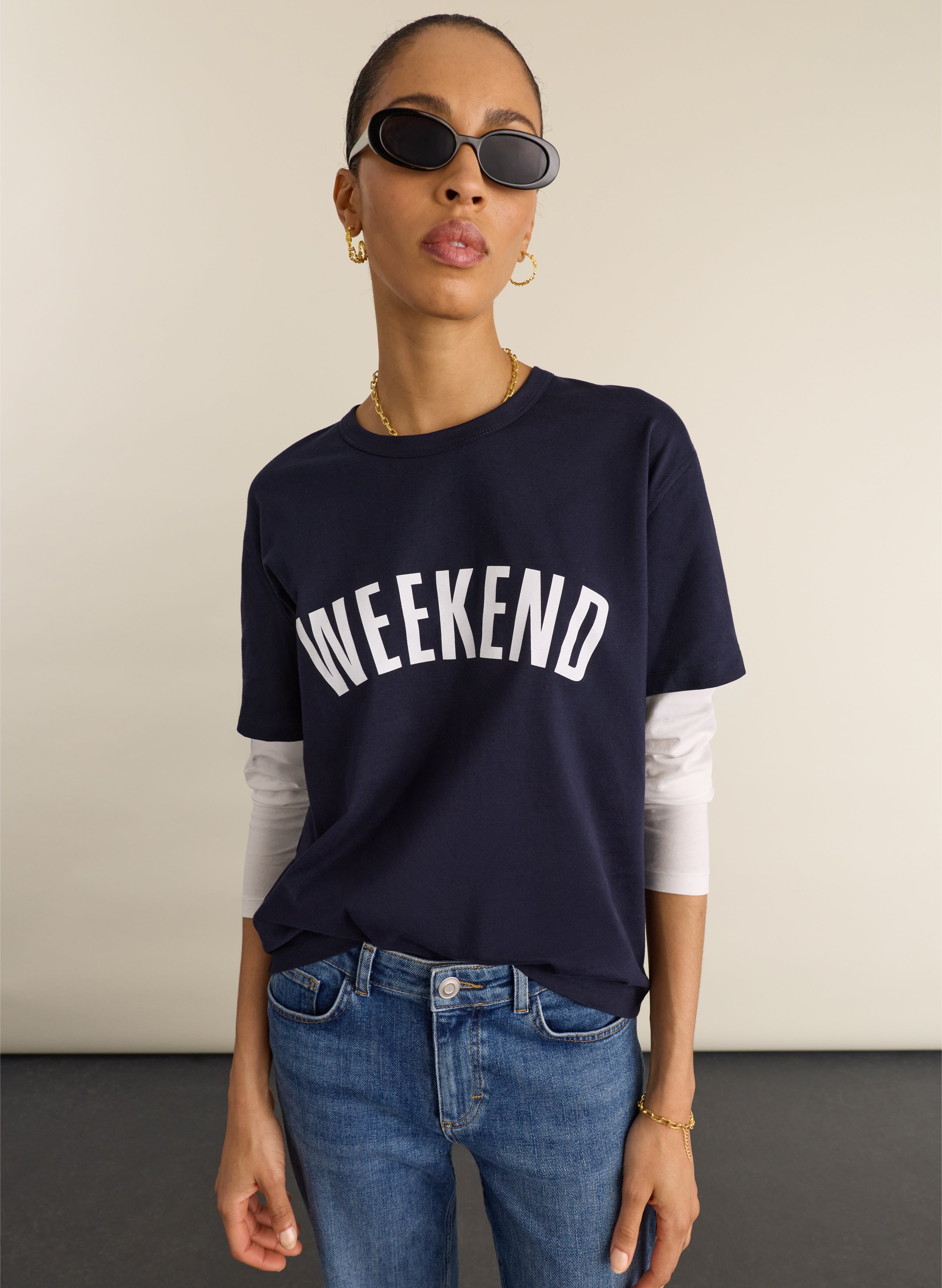 Shay Layered-Look Slogan T-shirt