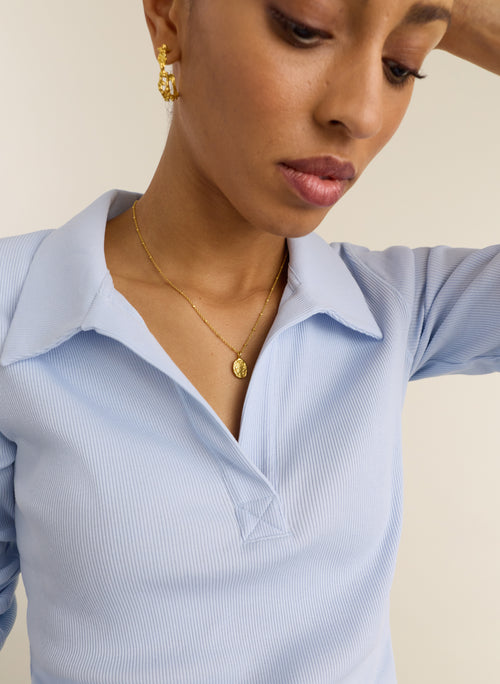 Fern Ribbed Polo Top