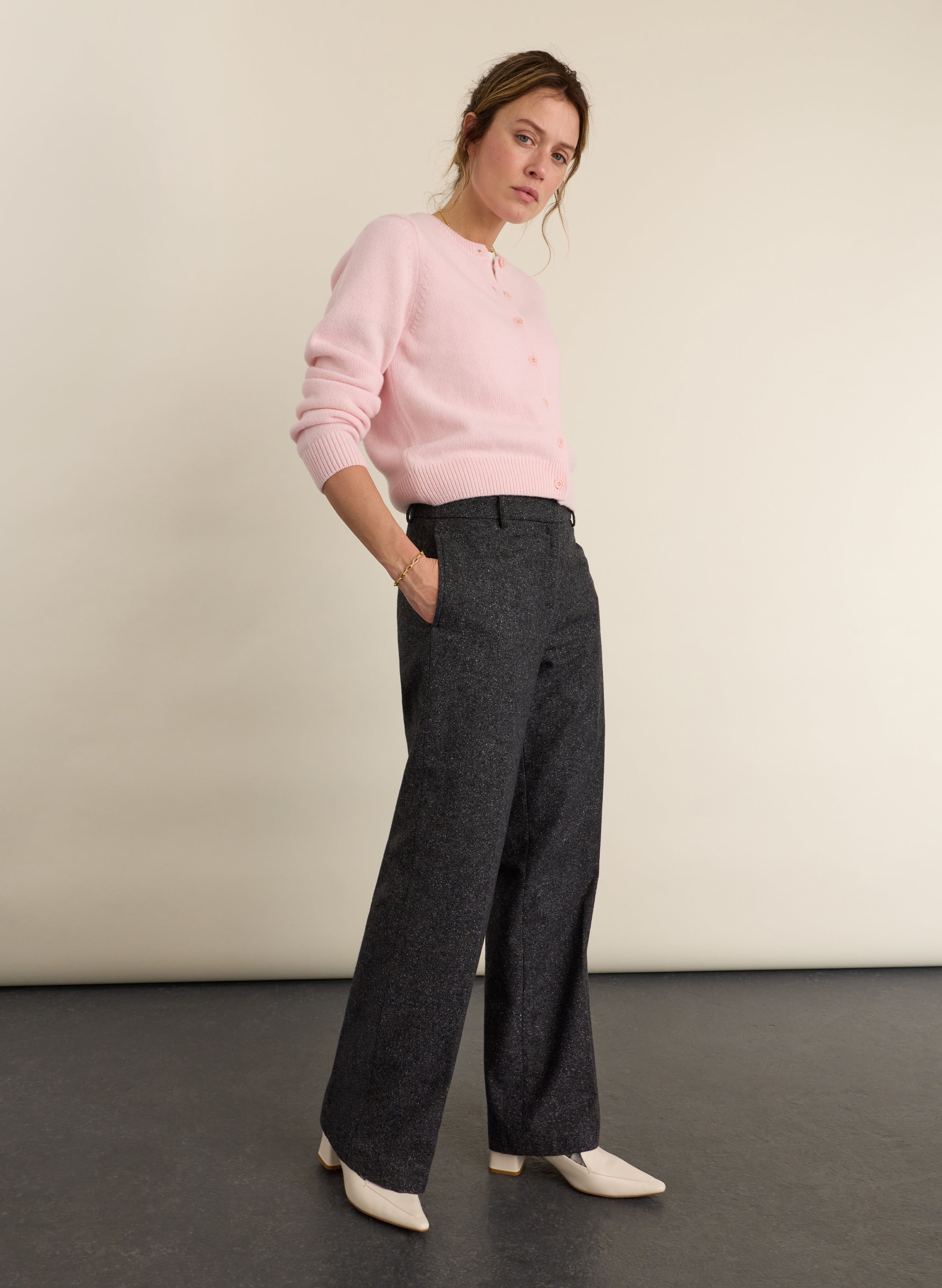 Gwynnie Wool Blend Wide Leg Trousers
