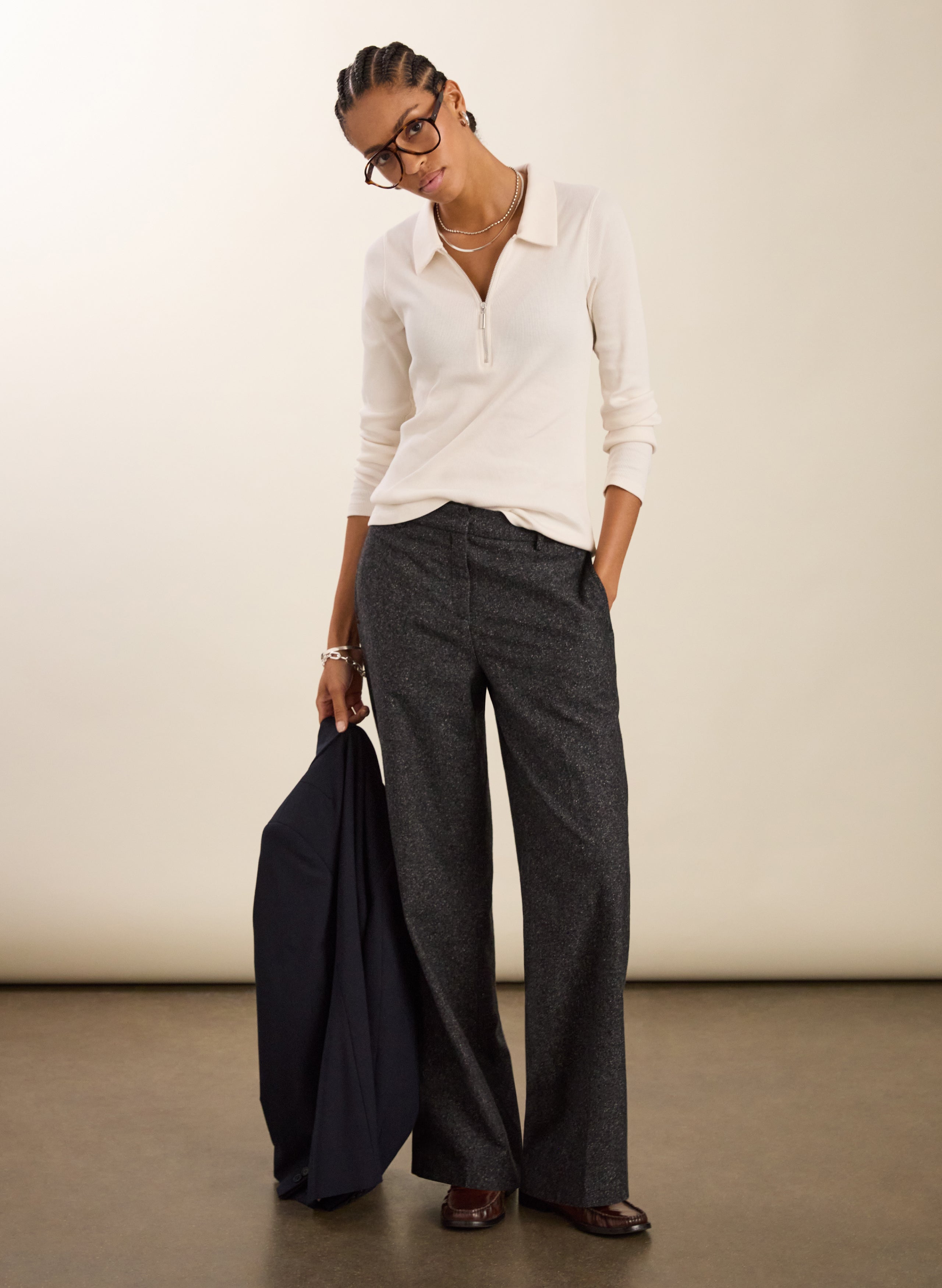 Organic Cotton Zip Collar Top