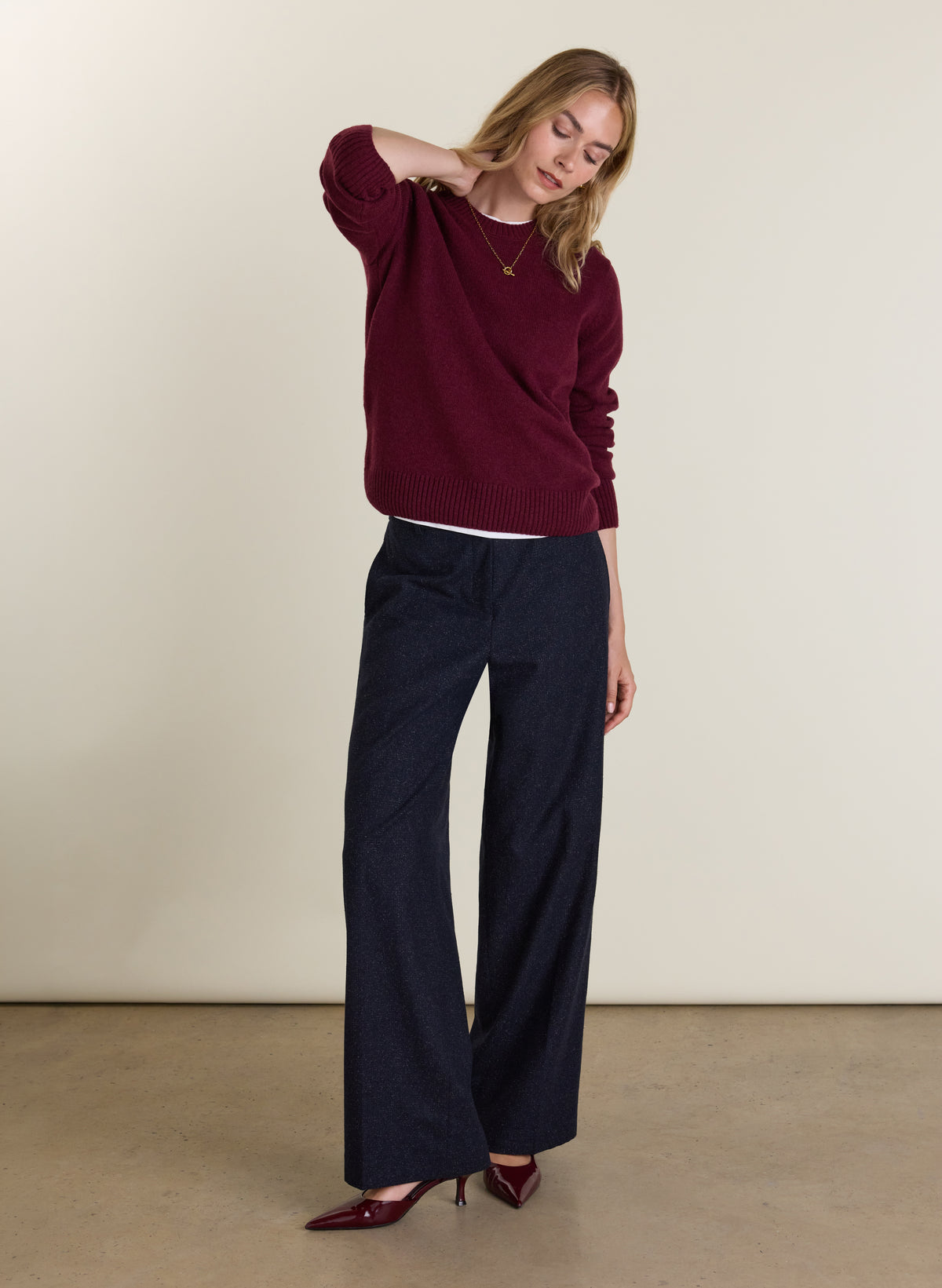 Petite Gwynnie Wool Blend Wide Leg Trousers