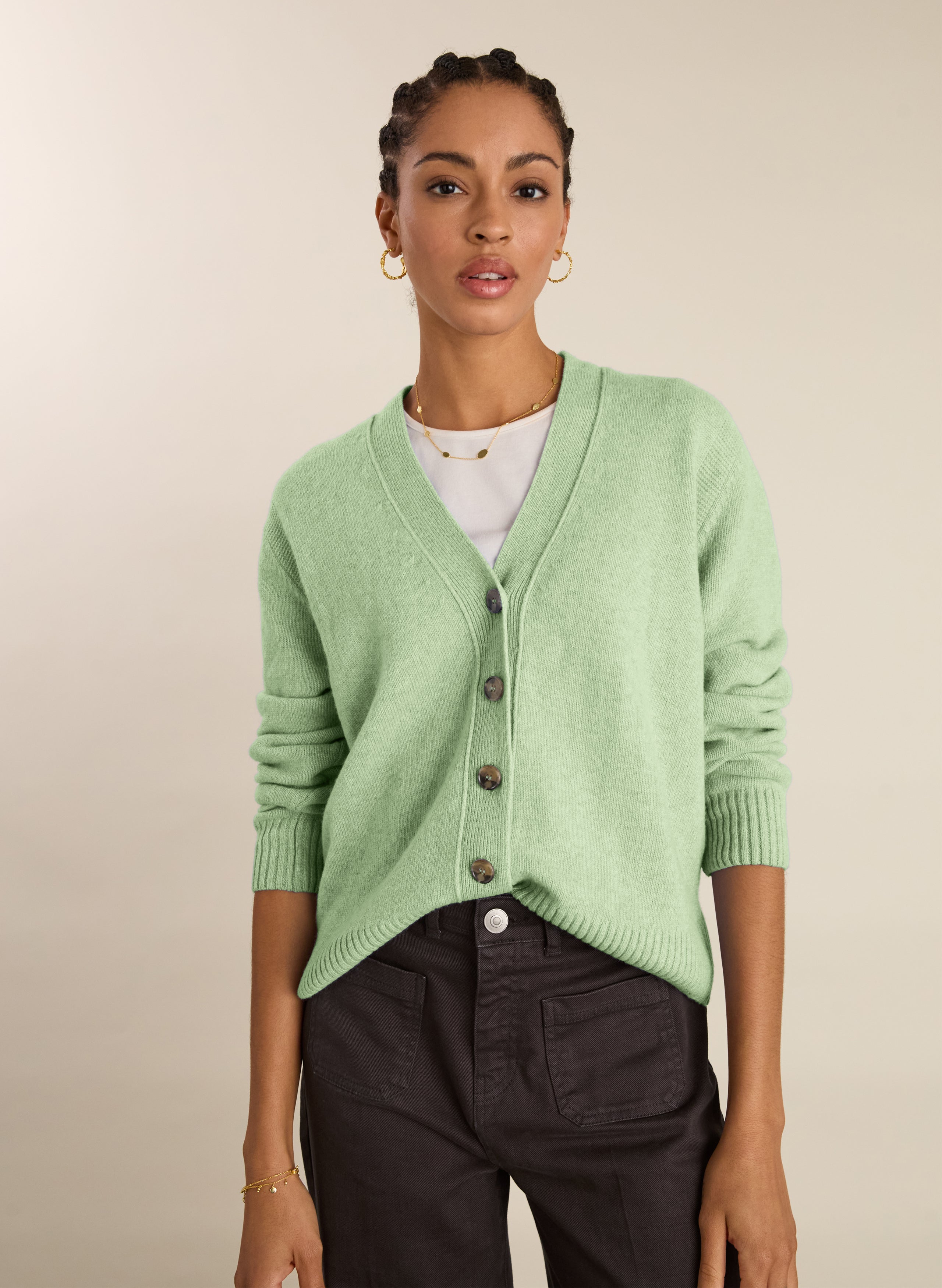 Celine V-neck Wool Blend Cardigan