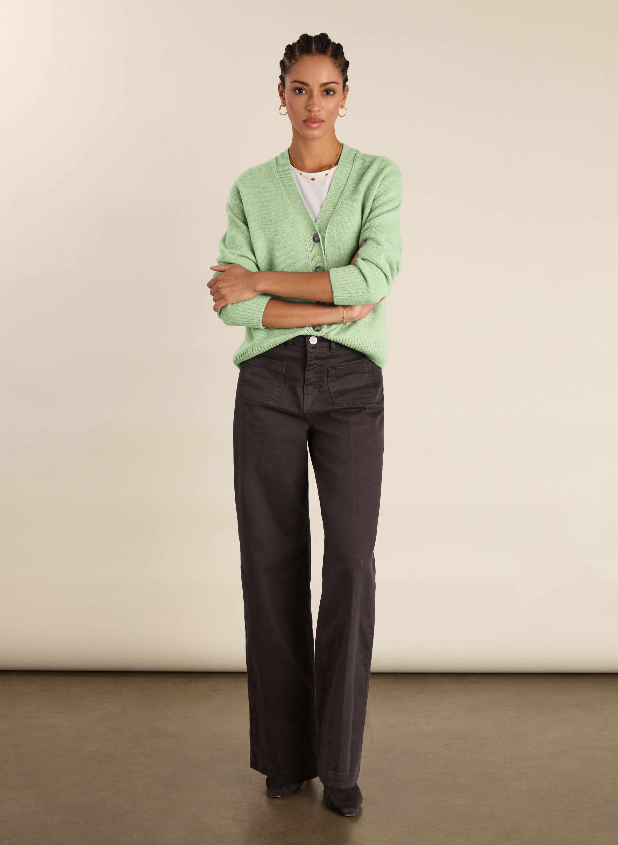 Celine V-neck Wool Blend Cardigan