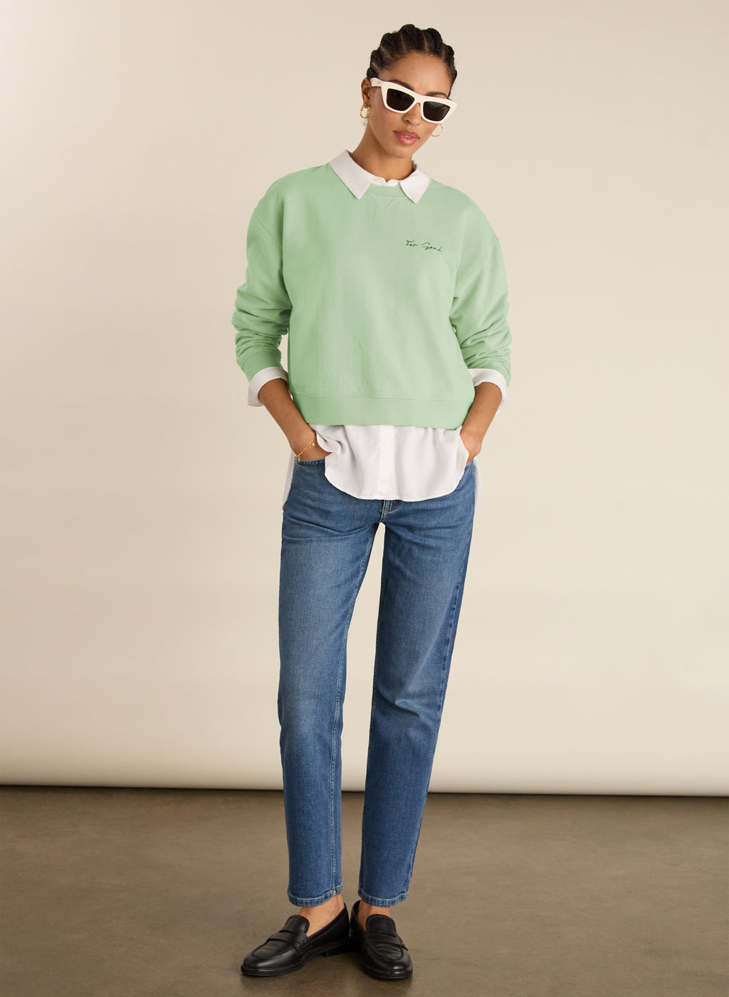 Dorrie Organic Cotton Cropped Sweatshirt
