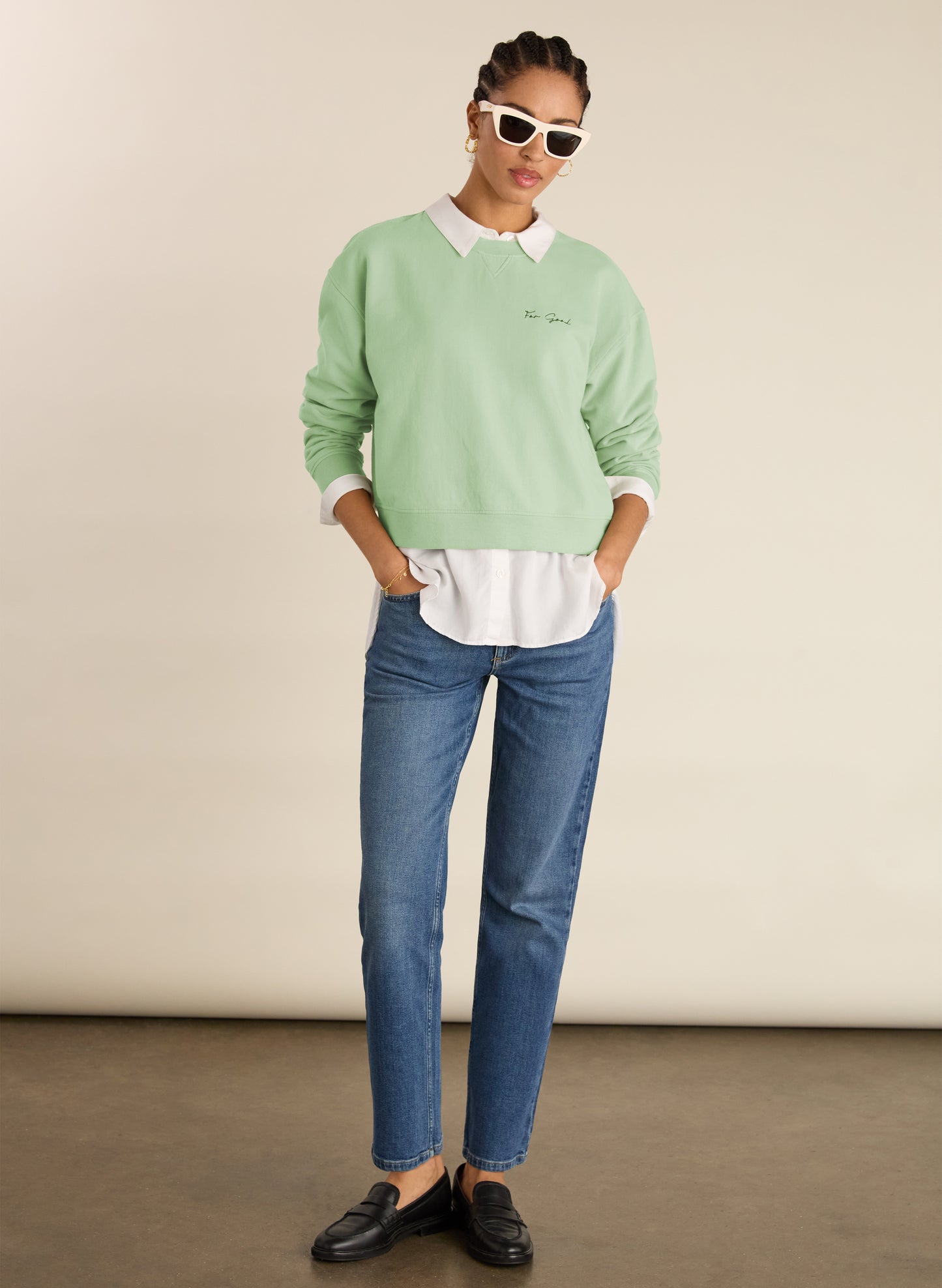 Dorrie Organic Cotton Cropped Sweatshirt