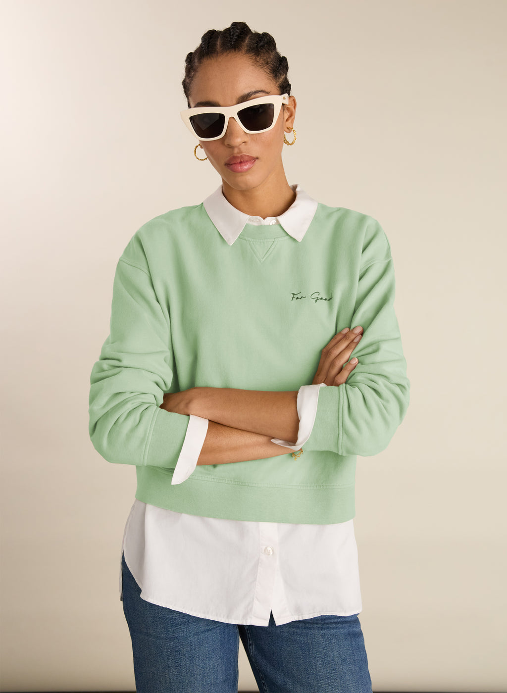Dorrie Organic Cotton Cropped Sweatshirt