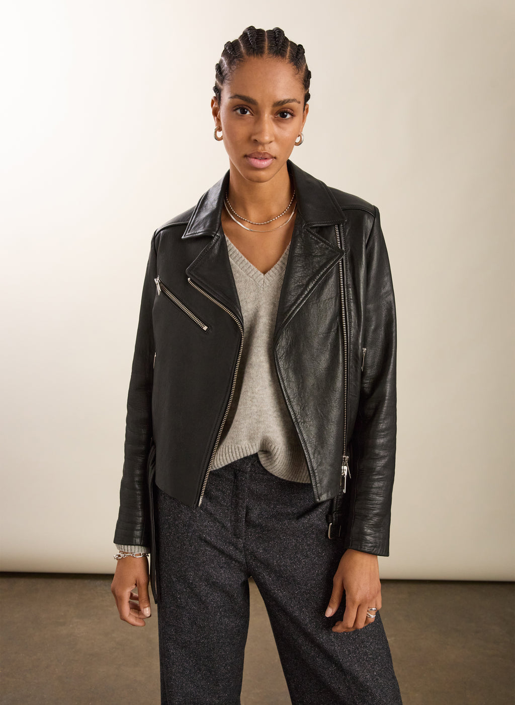 Lyle Chrome Free Leather Biker