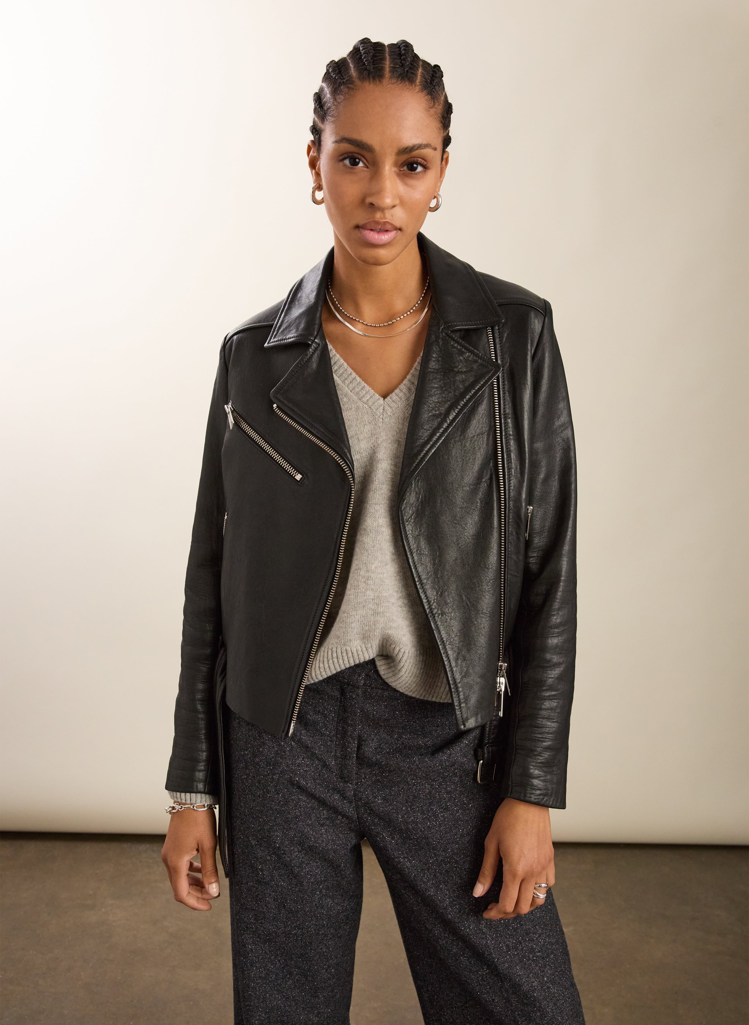 Lyle Chrome Free Leather Biker