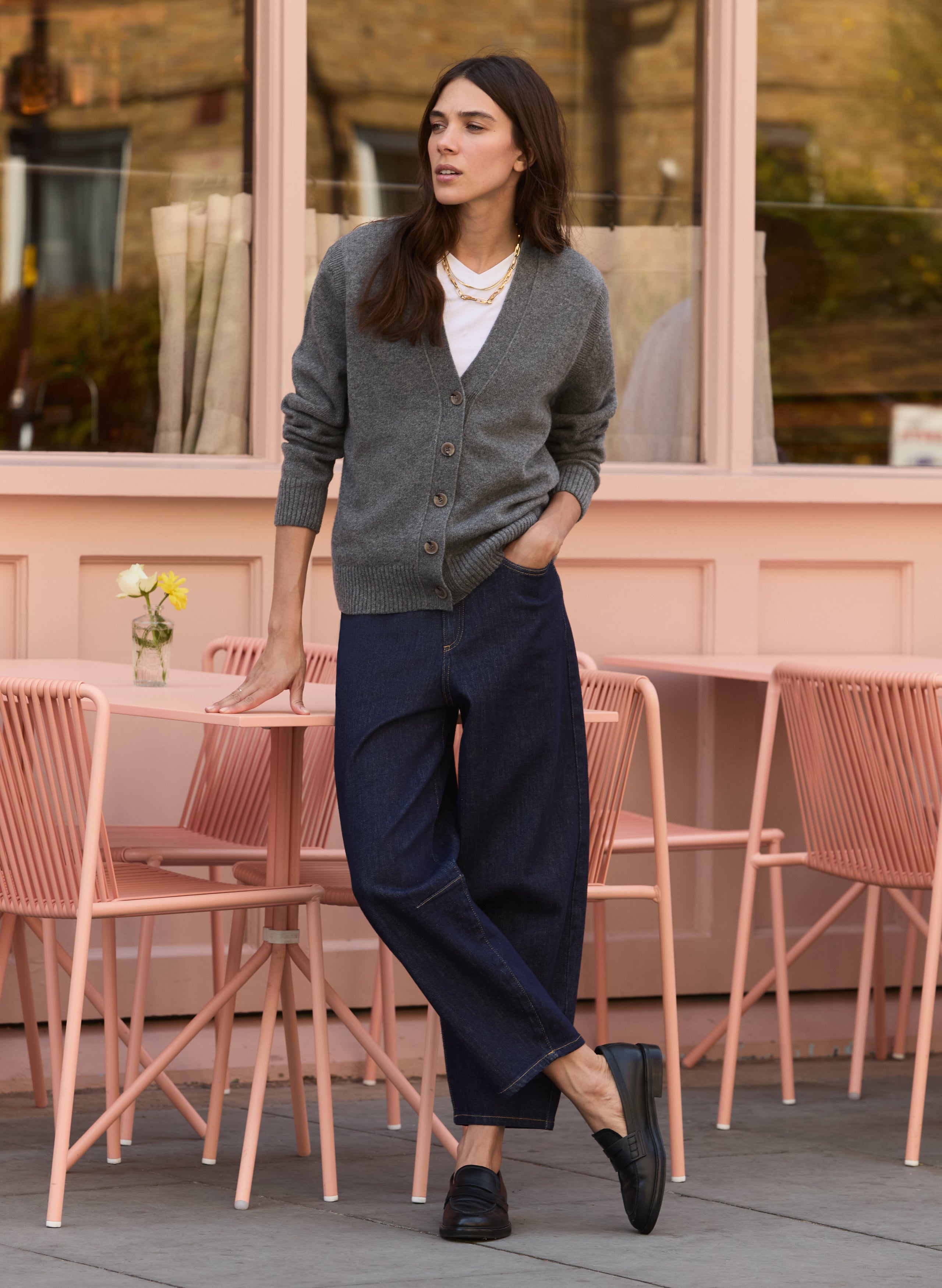 Celine V-neck Wool Blend Cardigan