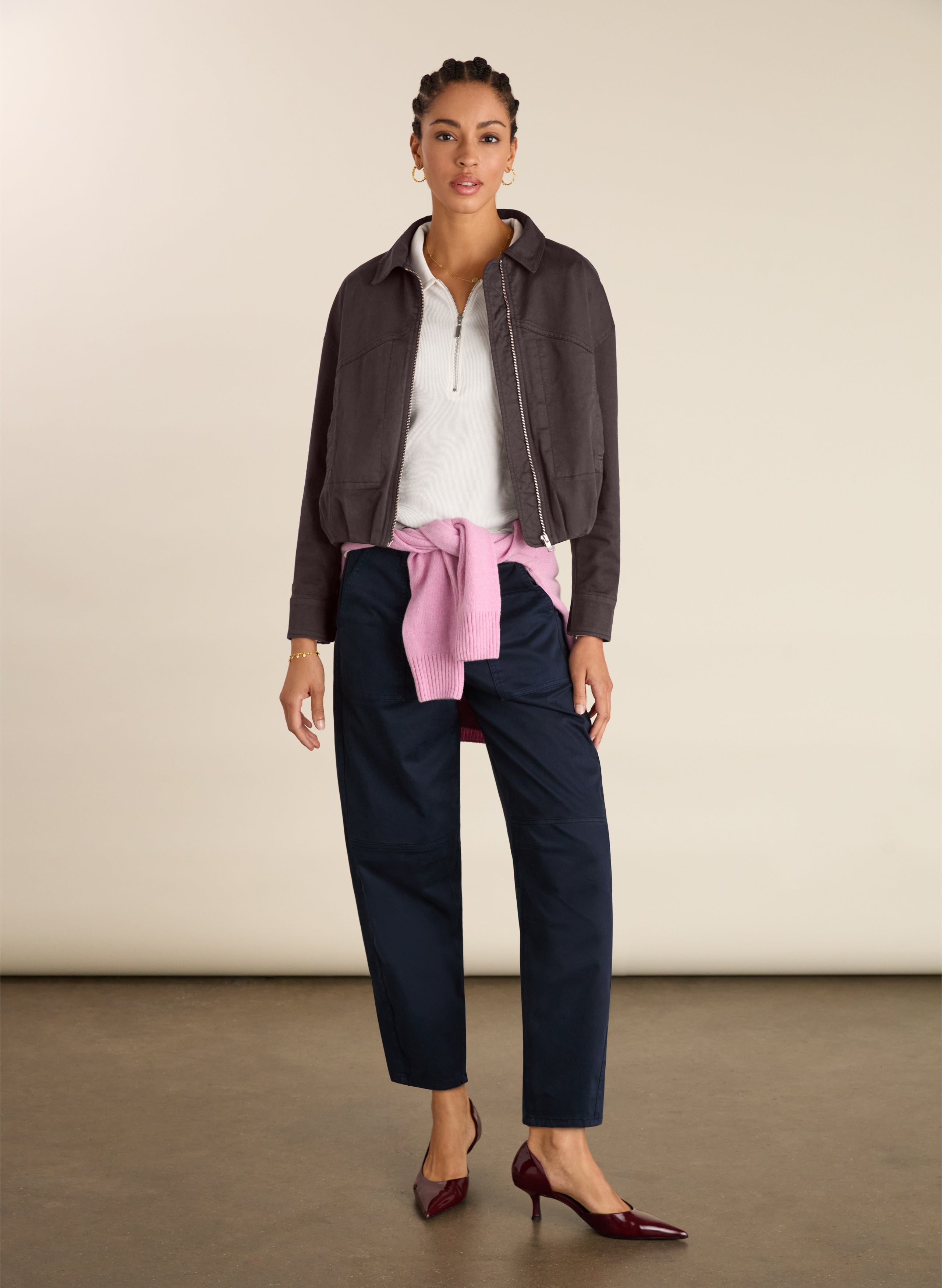 Organic Cotton Zip Collar Top