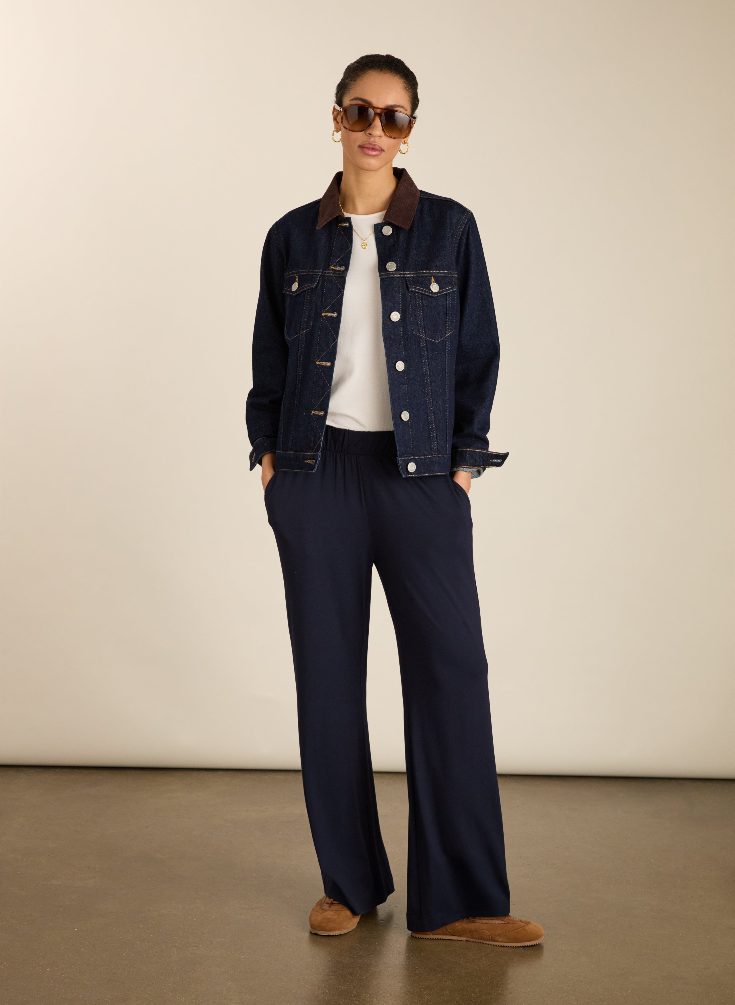Palazzo Trousers - Classic Navy | Baukjen