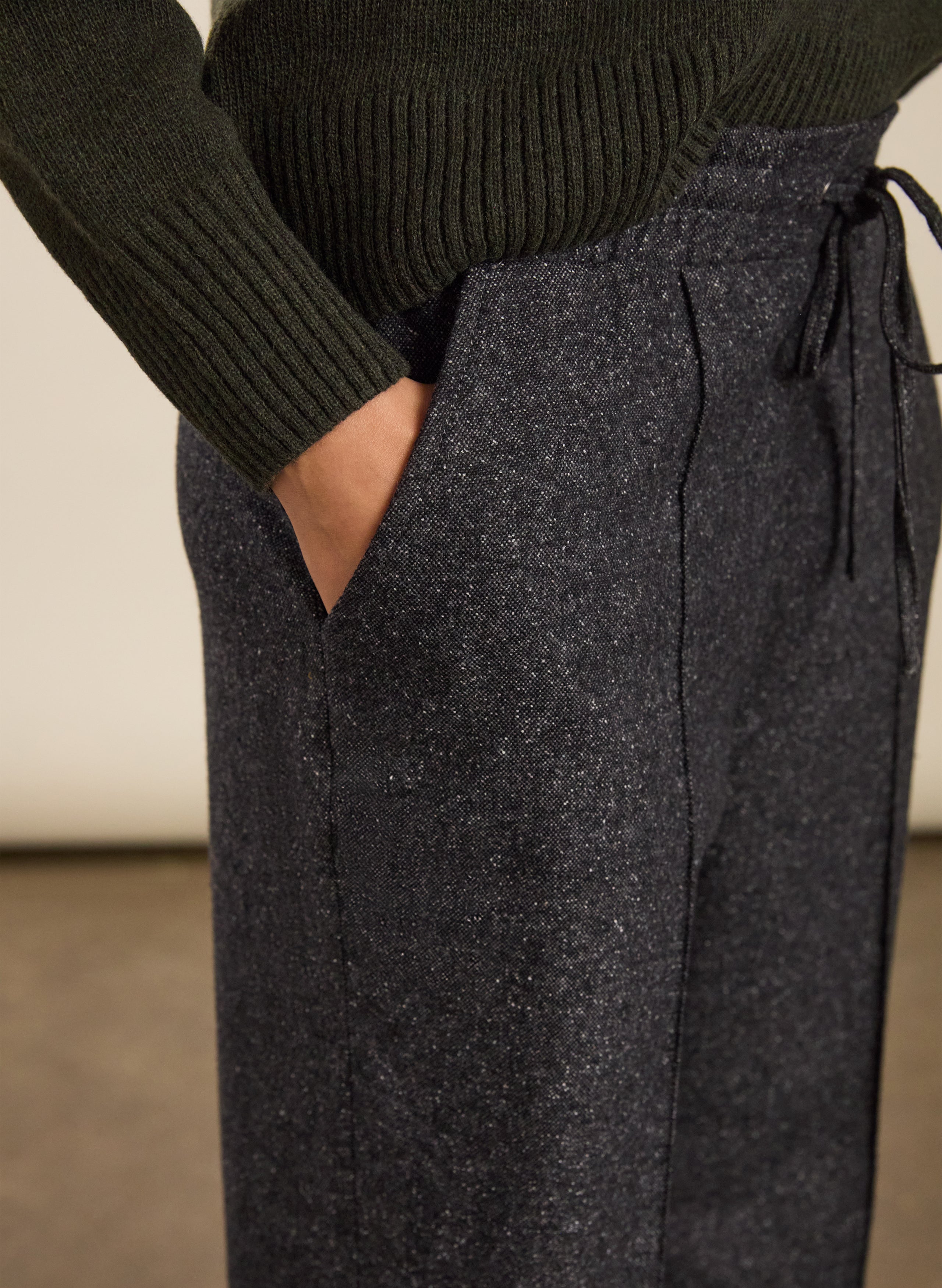 Petite Fera Wool Blend Wide Leg Trousers
