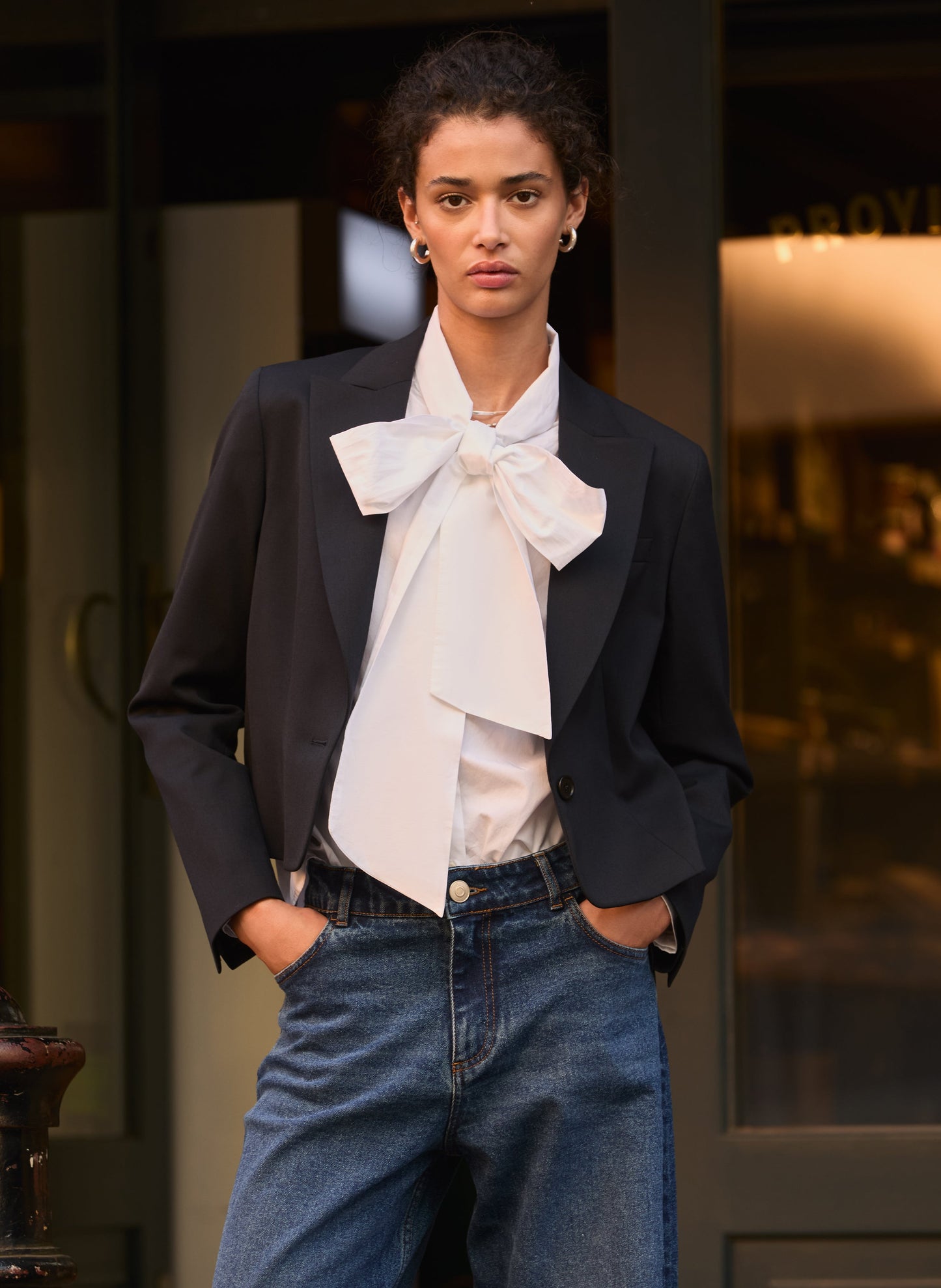 Araya Organic Cotton Bow Neck Blouse