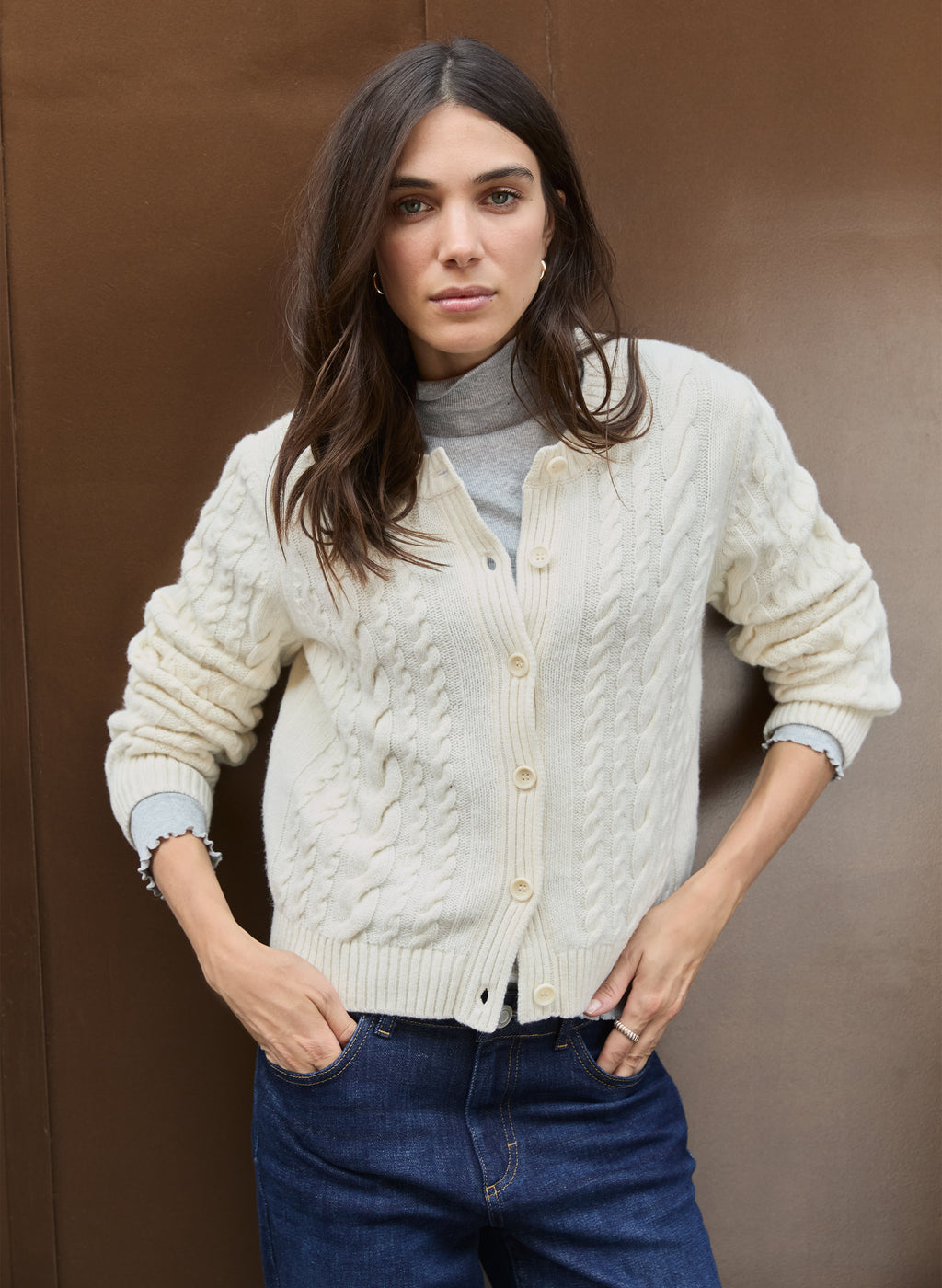 Harri Wool Blend Cable Cardigan