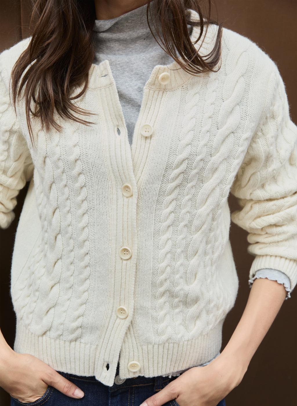 Harri Wool Blend Cable Cardigan