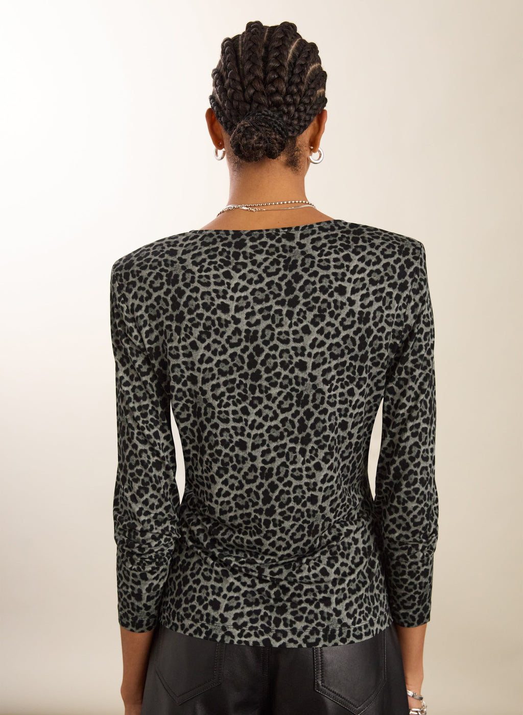 Shae Printed Jersey Crew Neck Top