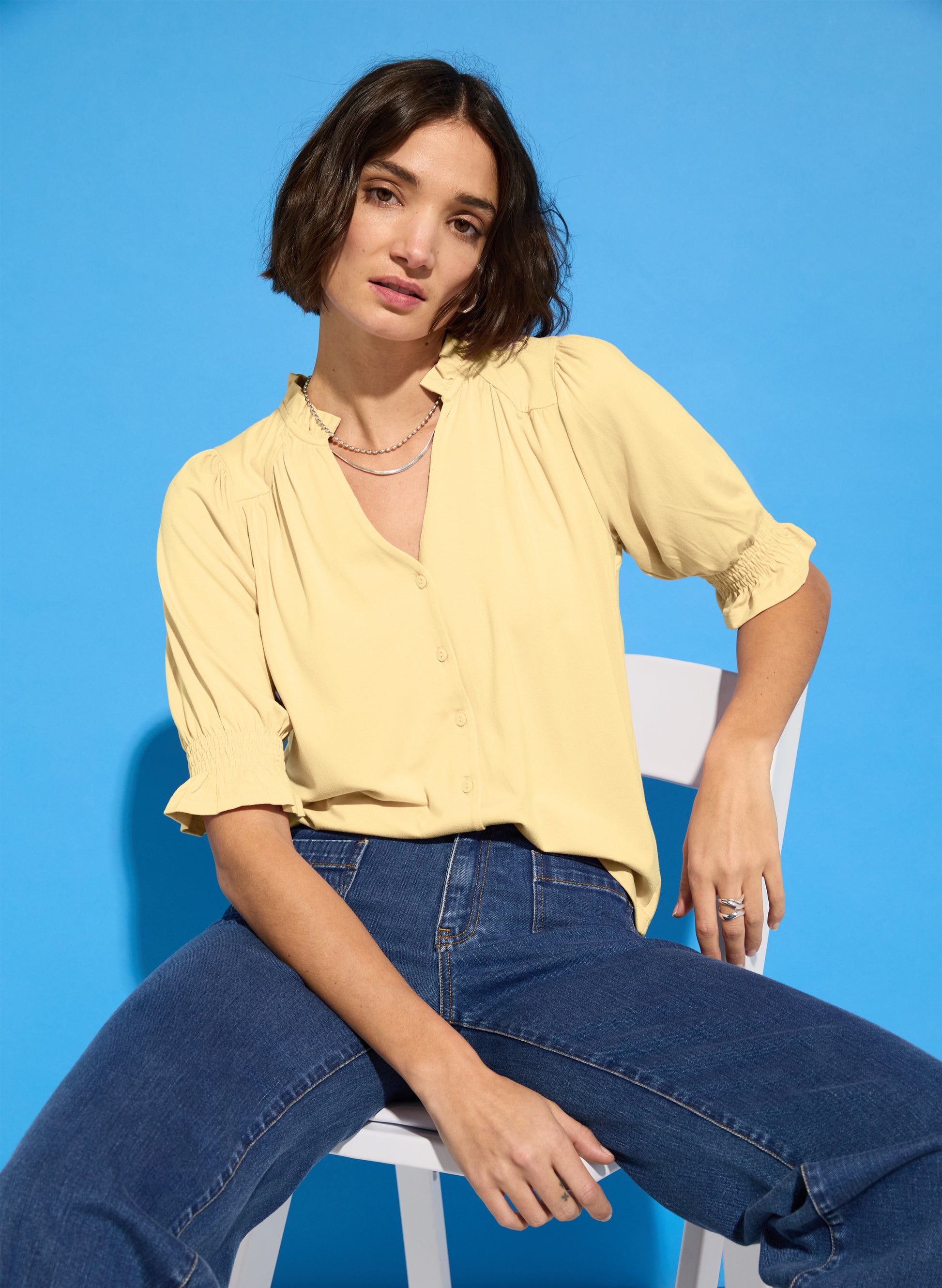Noa Short Sleeve Blouse Butter Yellow Baukjen - Main Image