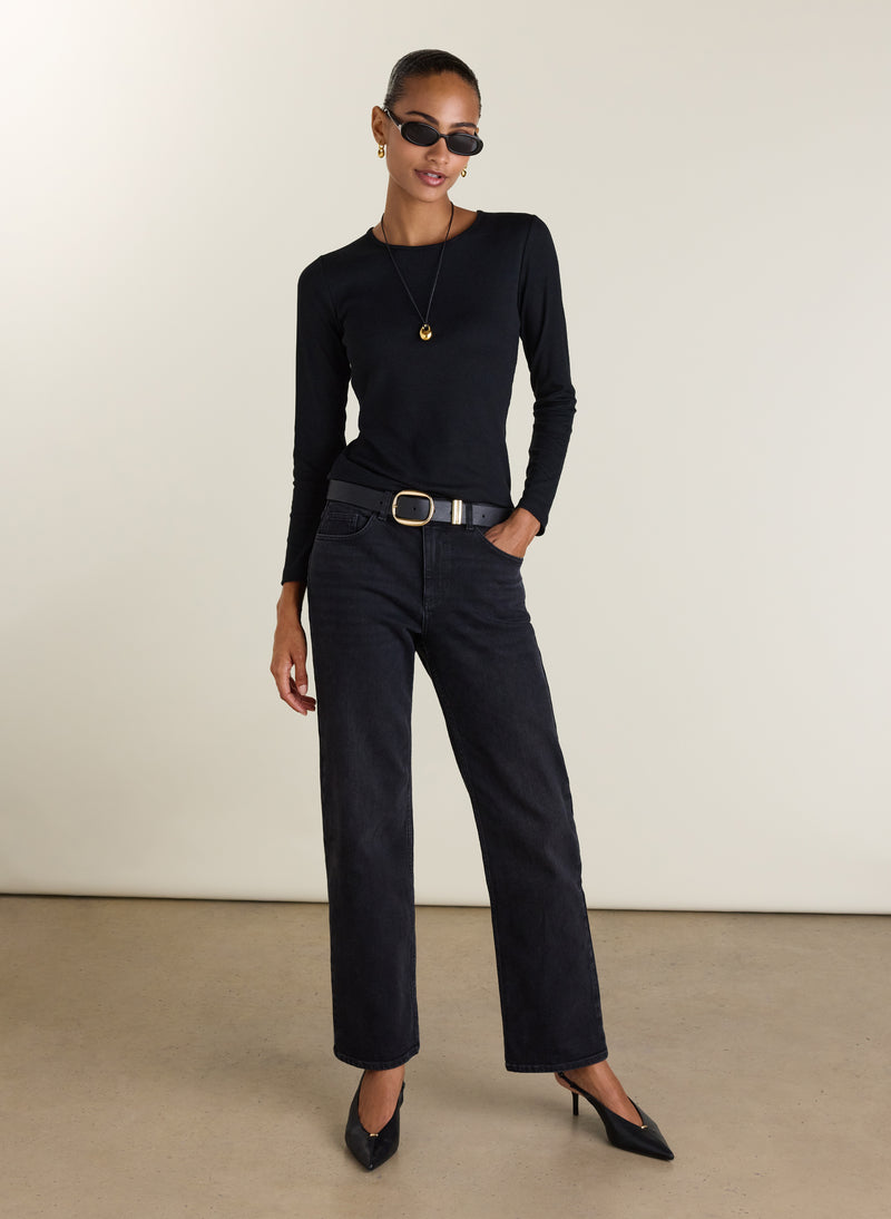 Kim Straight Leg Mid Rise Jeans