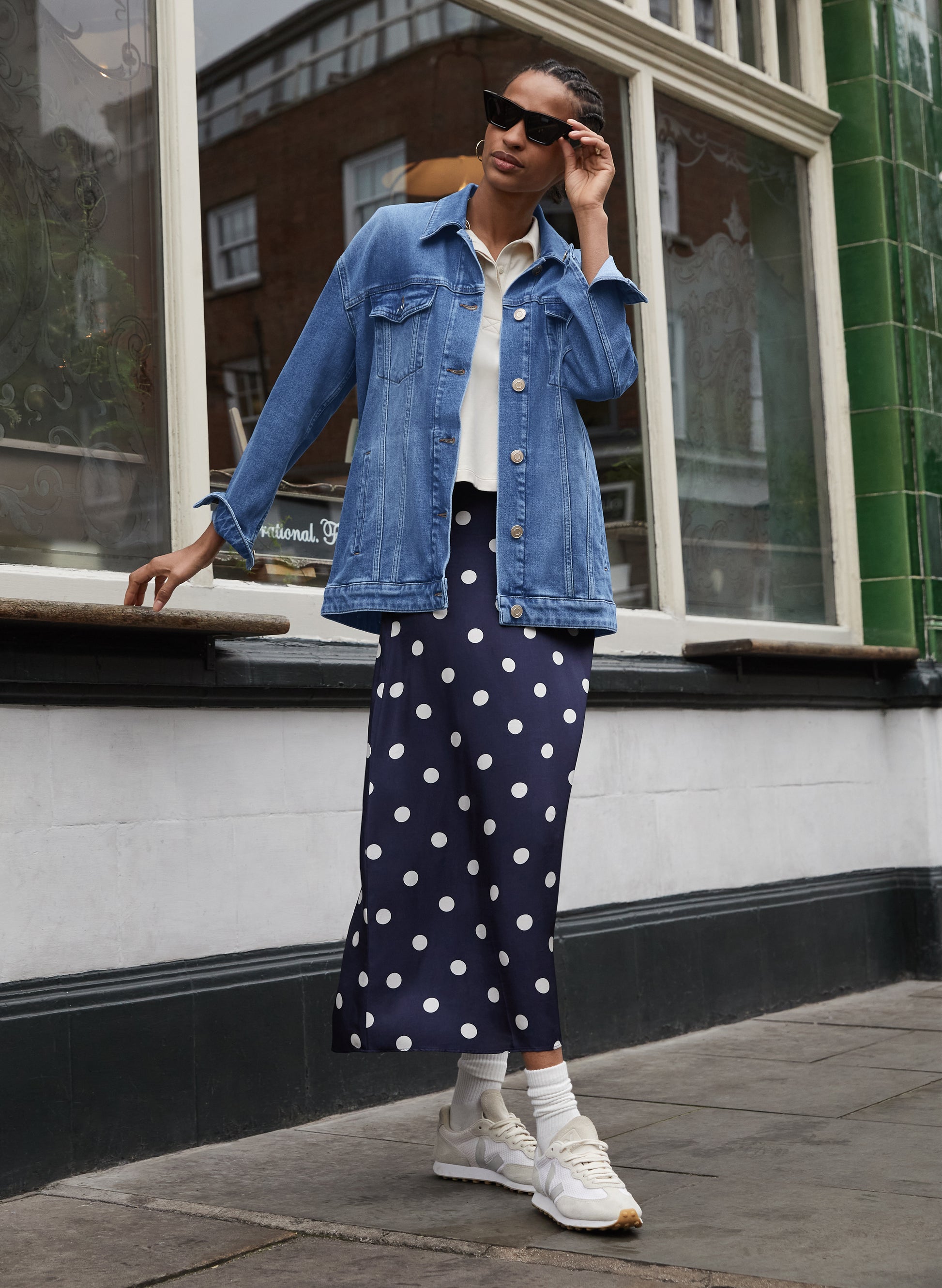 Jacket Outfit Spotty Denim Jacket Polka Dot Dress With Denim
