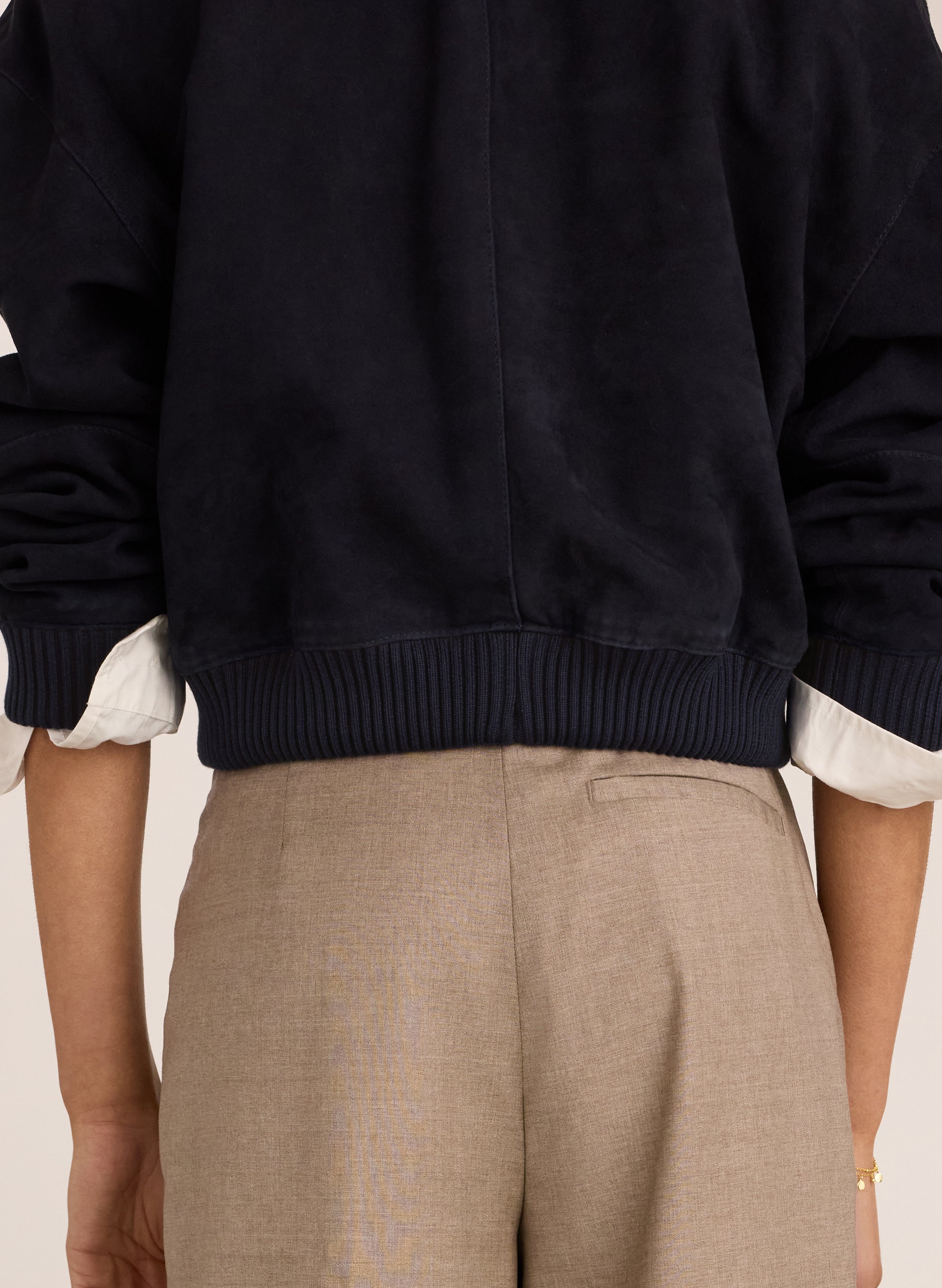 Quinn Suede Cropped Bomber Jacket