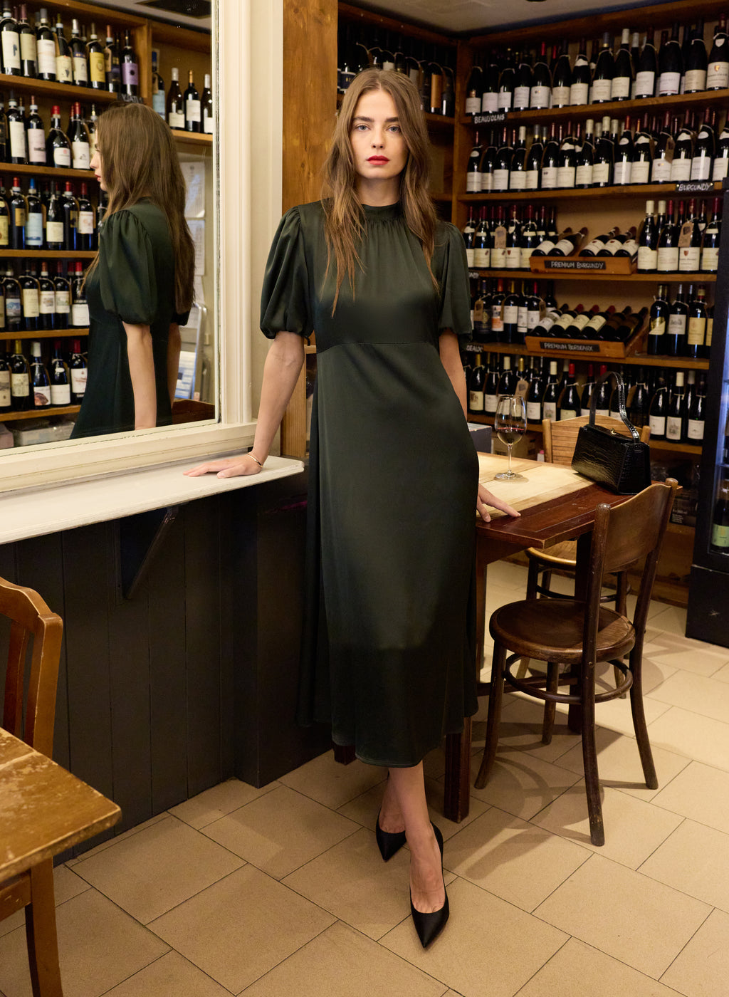 Saphy Satin Midi Dress